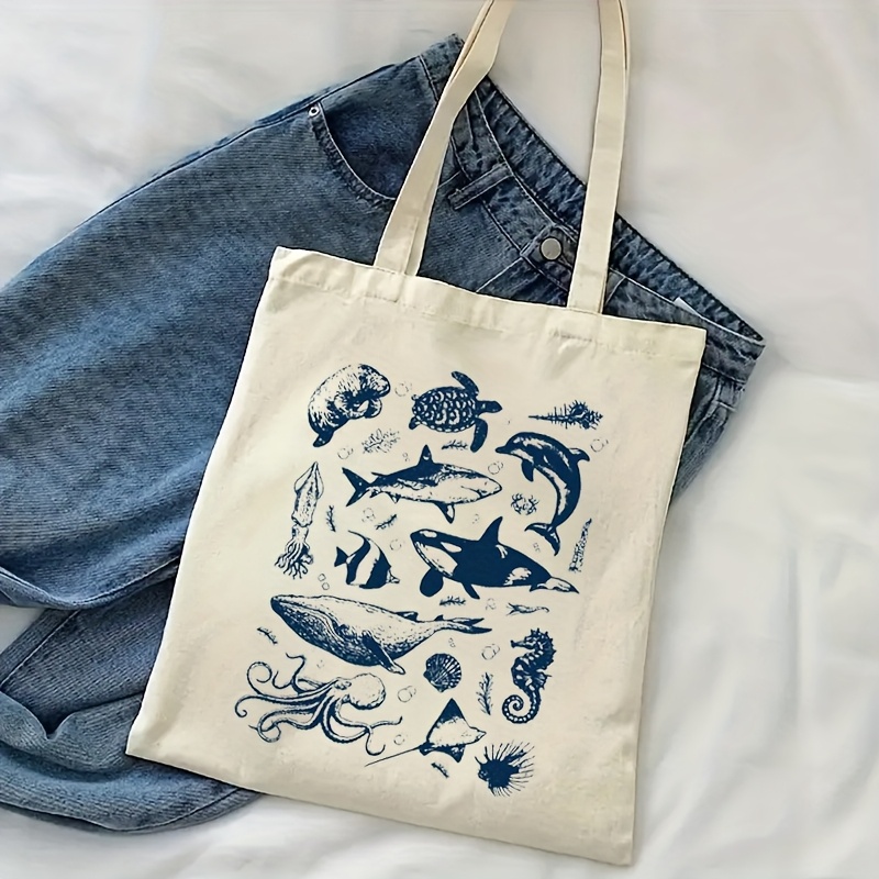 style marine animal tote bag machine washable Temu United Arab