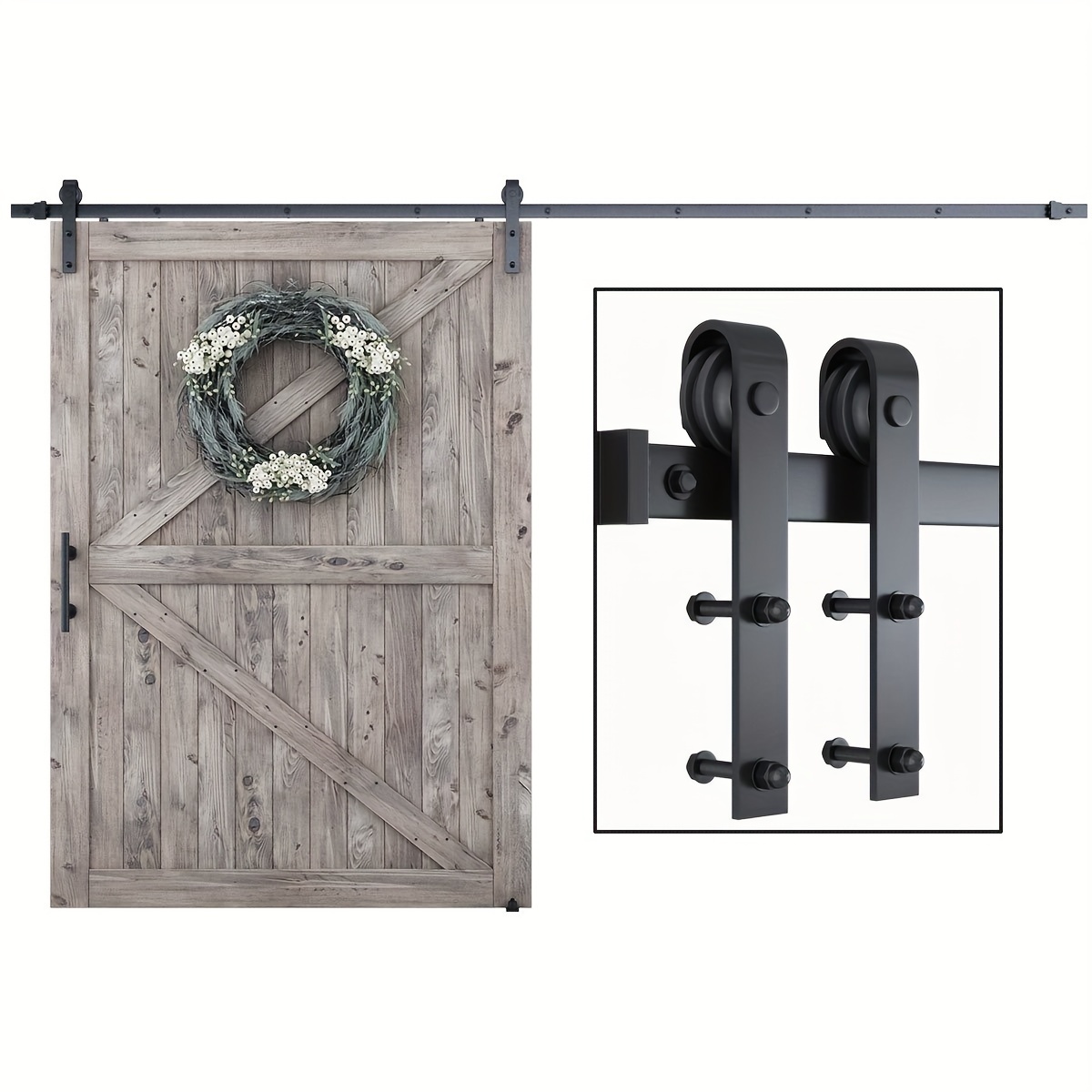 

Coshomer Heavy Duty Sturdy Sliding Barn Door Hardware Kit-smoothly And Quietly-includes Detailed Installation