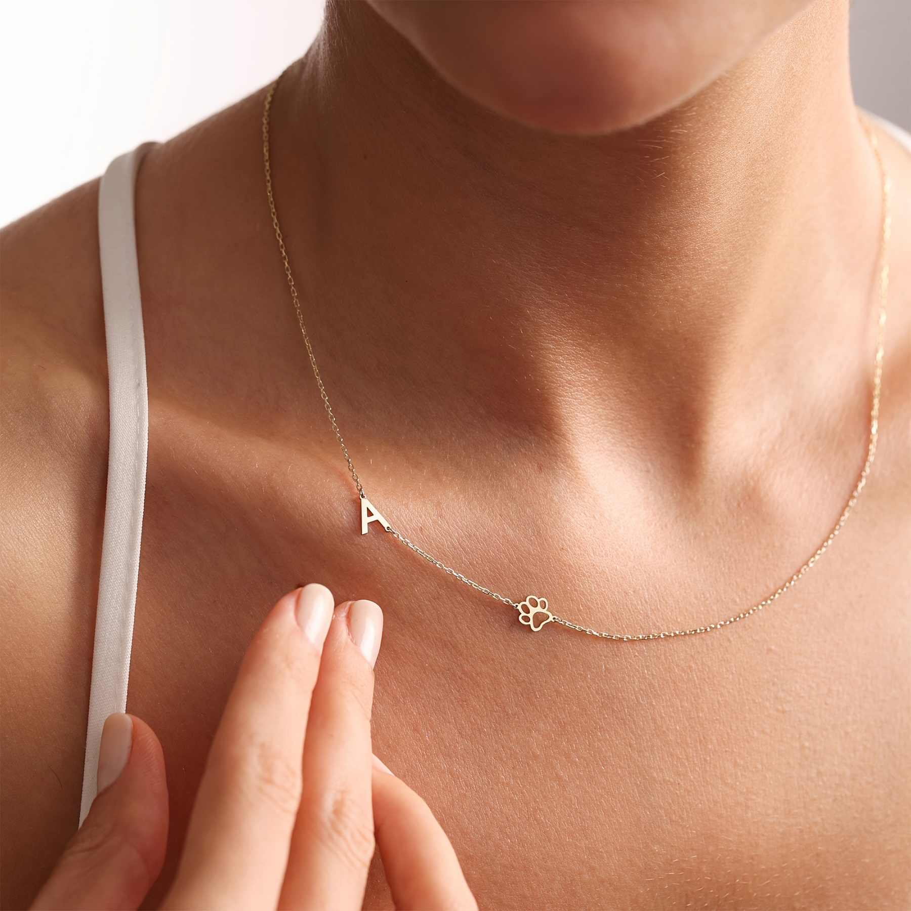 Women's Personalized Claw Initial Necklace, Pet Memorial Jewelry