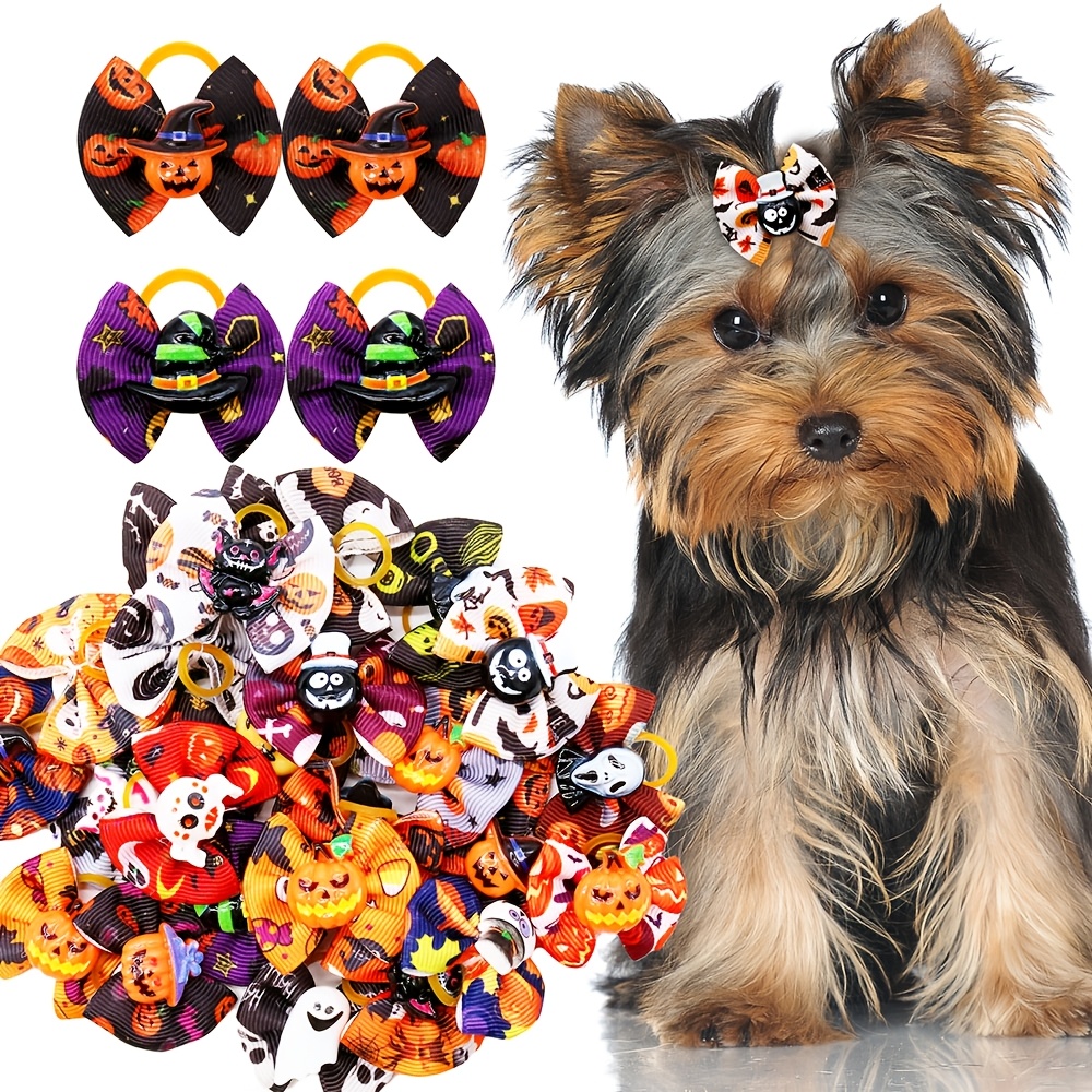 TEMU 10/20pcs Halloween Dog Hair Bows, Cute Small Puppy Grooming Hair Additions For Yorkie Maltese Chihuahua Pomeranian Shih Tzu Bichon Frise Kitten,