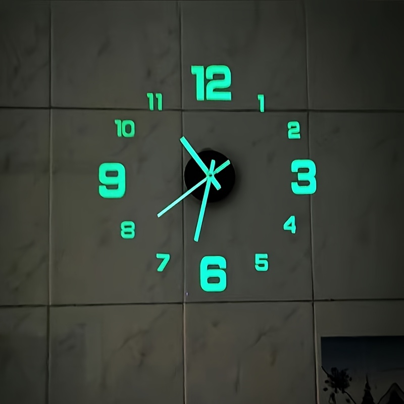 TEMU Creative Interactive Luminous Digital Clock - European Style Silent Wall Clock, Add Time To Your Study Or Living Room. Free Cards For Christmas,