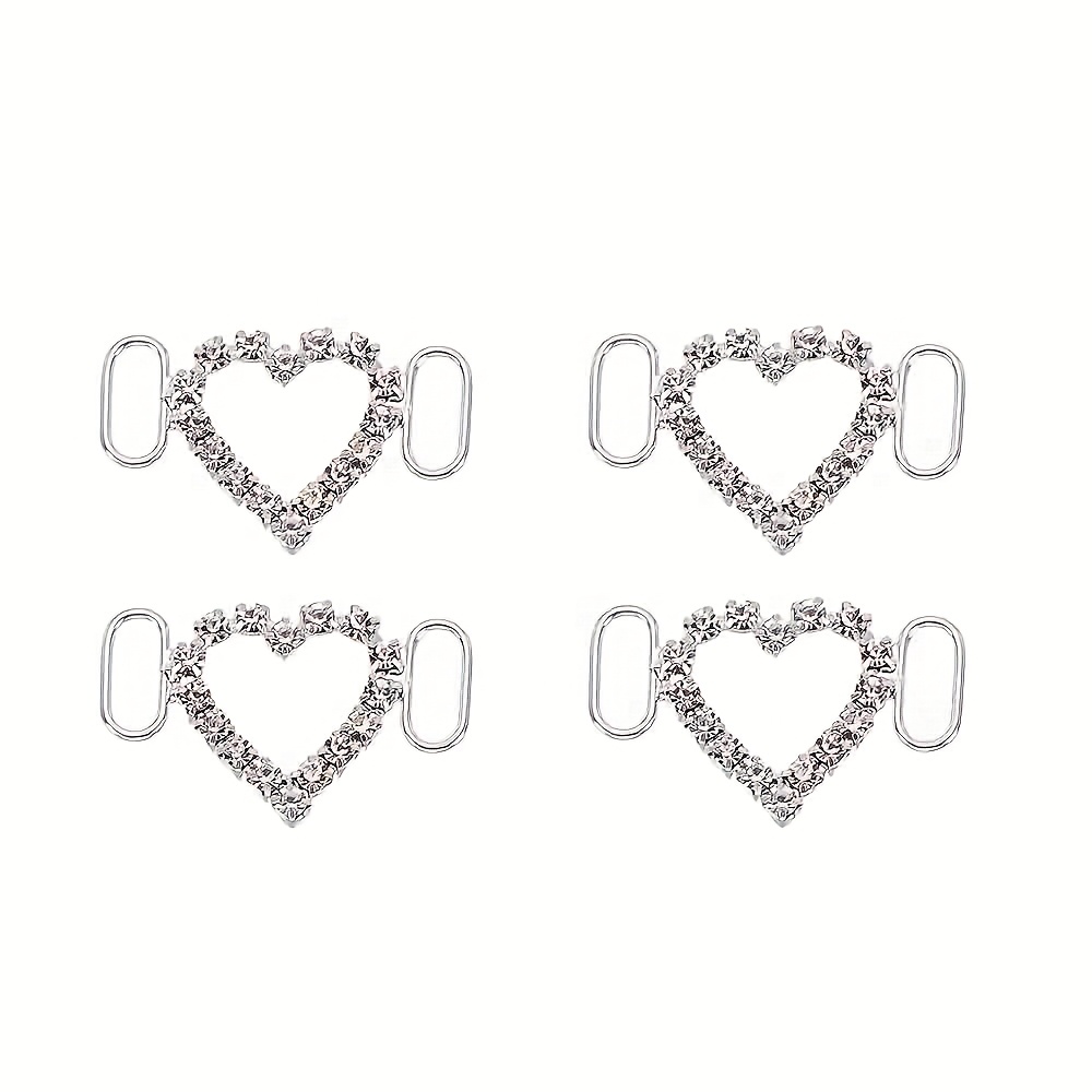 TEMU 4pcs Set Heart-shaped Shoe Clips, Shoelace Decorative Buckles, Women's Sneaker & Casual Shoe Accessories, Rhinestone Shoe Charms, Diy Shoe And