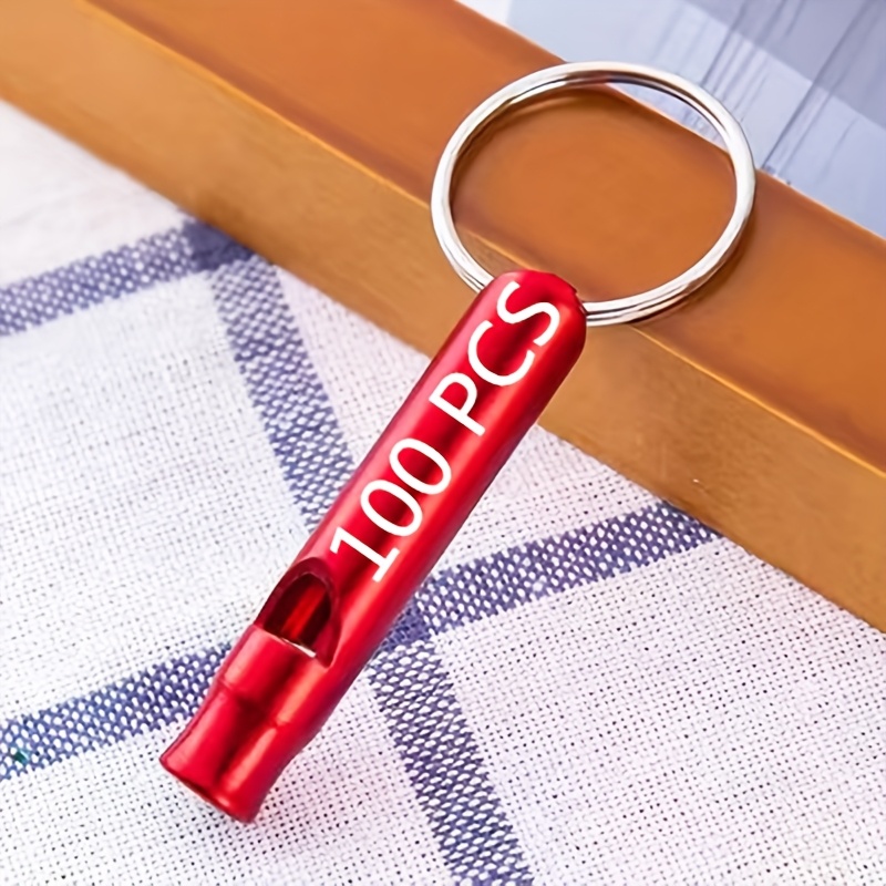 TEMU 100pcs Custom Engraved Aluminum Alloy Survival Whistles With Keychains – Personalized Name, Phone Number, Team & Company Logos – Colorful,