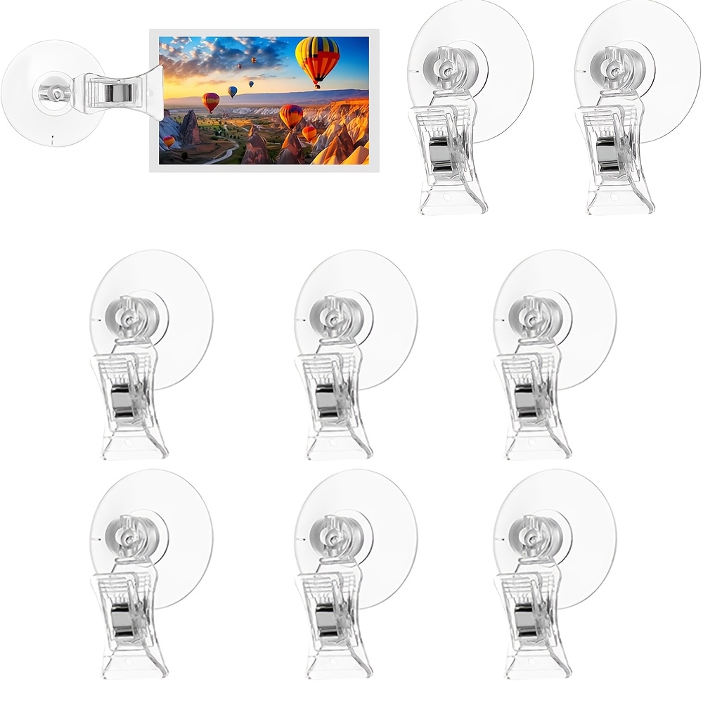 Image of Suction Cup Clips Transparent Algae Suction Cup Clip Multifunctional Suction Cup With Clip Plastic Clip With Suction Cup For Bathroom Office Kitchen Supermarket Shop Aquarium, Utility Hooks
