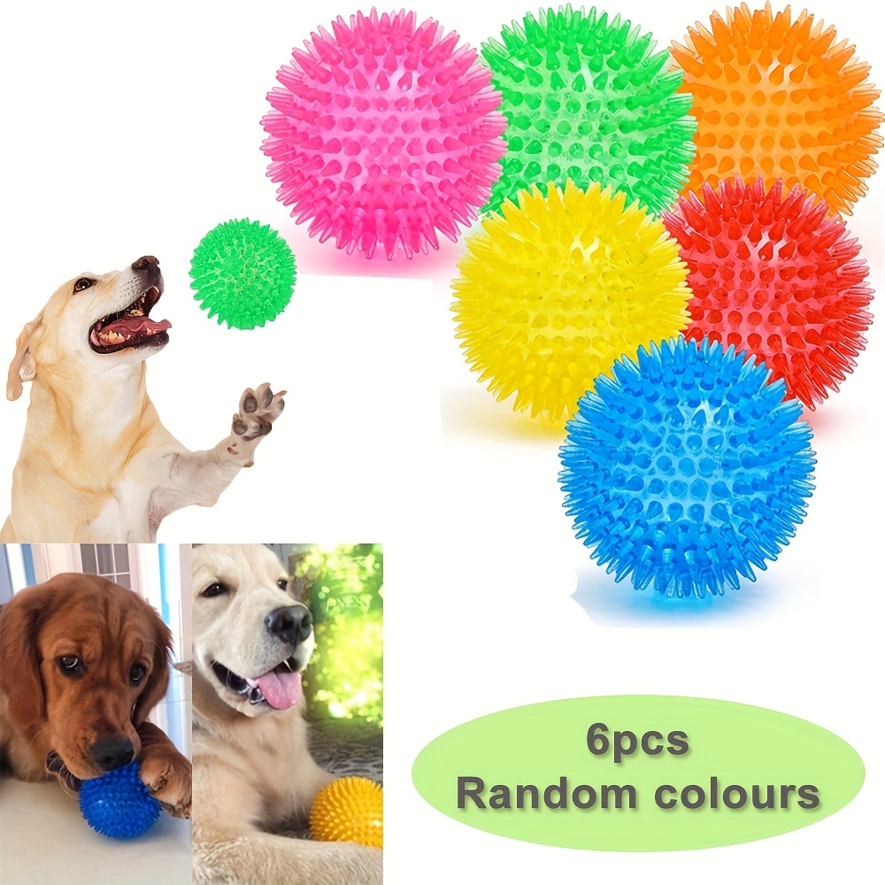 

6-pack Spiky Dog Chew Balls, Thermoplastic Rubber, Non-choking Aggressive Chewers For All Breed Sizes, Medium & Large Dogs