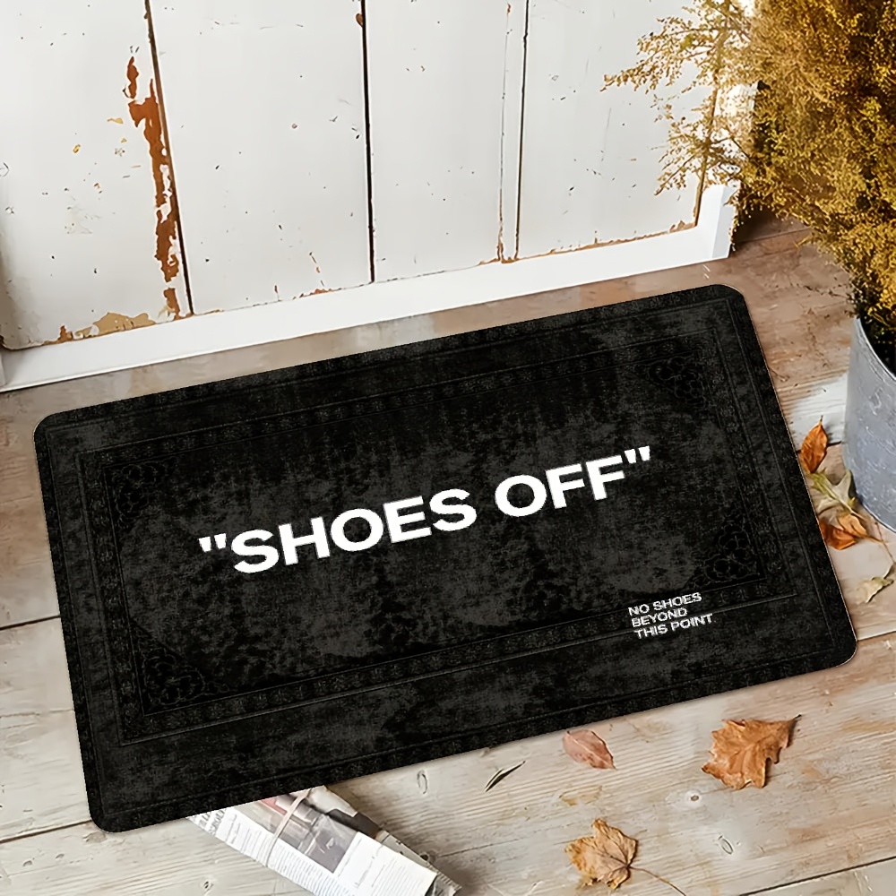 TEMU 1pc Soft Absorbent Flannel Door Mat Suitable For Indoor/outdoor Use, Non-slip Pvc Backing With "please Remove Shoes", Machine Washable Suitable