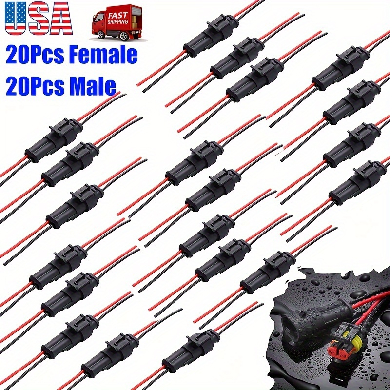 TEMU 20 Sets 2pin Electrical Wire Cable Connector Male Female Way Plug Kit