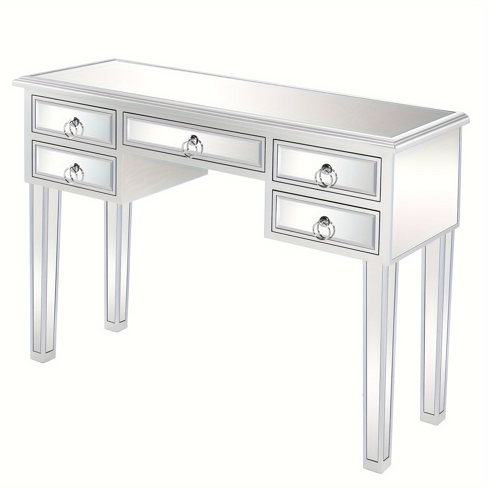 

Mirrored Desk Vanity Collection With 5 Drawers