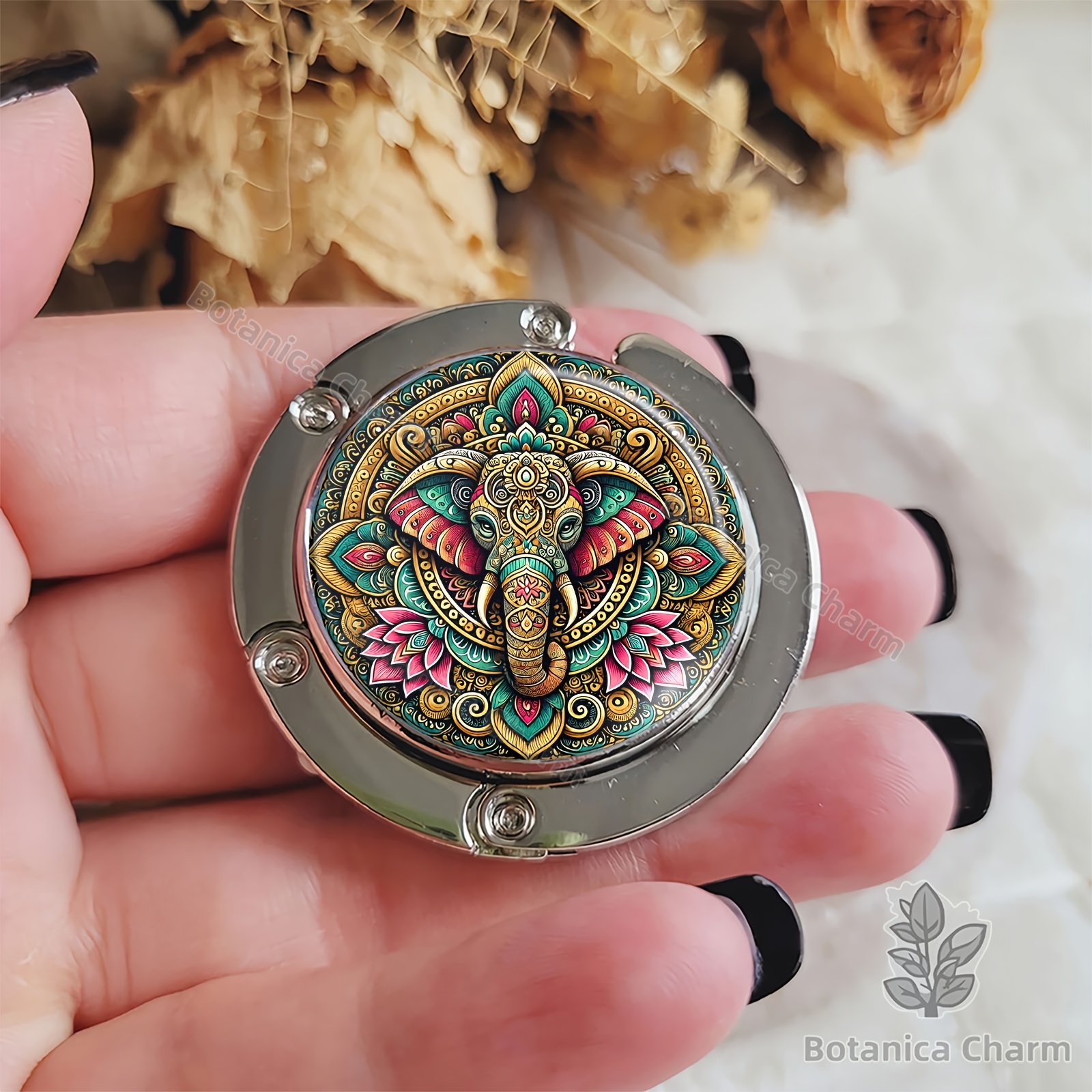 Elephant Mandala Portable Hook, Foldable Design