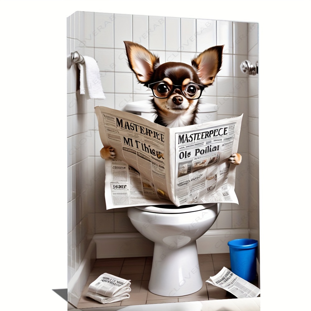 

Chihuahua Reading Newspaper Wall Art: Decor, 12x18 Inches, Printed On Canvas, Suitable For 14 And Up, Other Textile Material