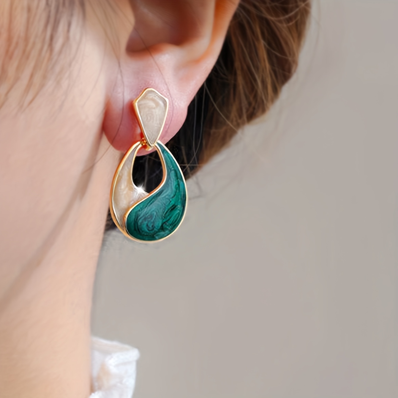TEMU [] Un de 2 piezas, Aretes de de Agua Verdes, Joyería de Calidad, Aretes Retro Mejorados, Aretes Decorativos de , Adecuados para Uso Diario,
