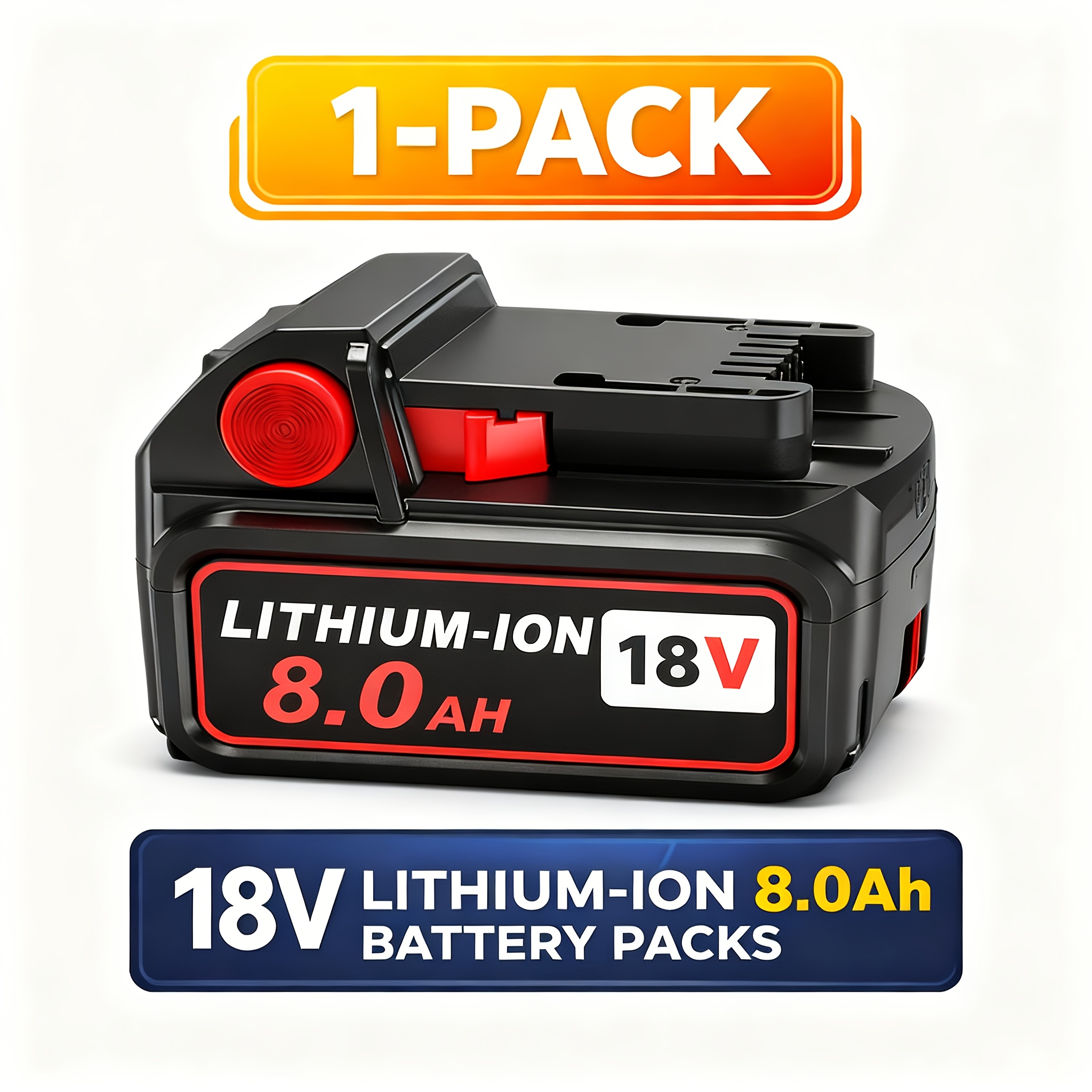 TEMU Pack de 1/3/5 pièces Batterie de Remplacement Haute Capacité 8.0Ah Compatible pour Outils Électriques Fil 18V Adaptée aux Batteries 48-11-1811,