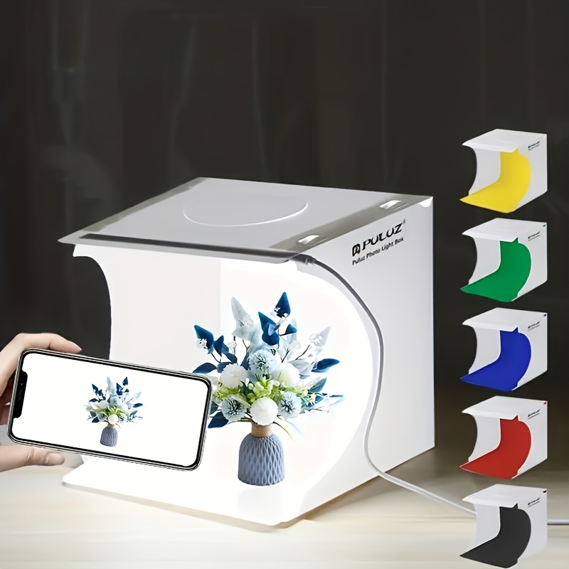 Caja de luz, portátil plegable mini estudio fotografía caja de luz tienda  de campaña con 4 colores fondos