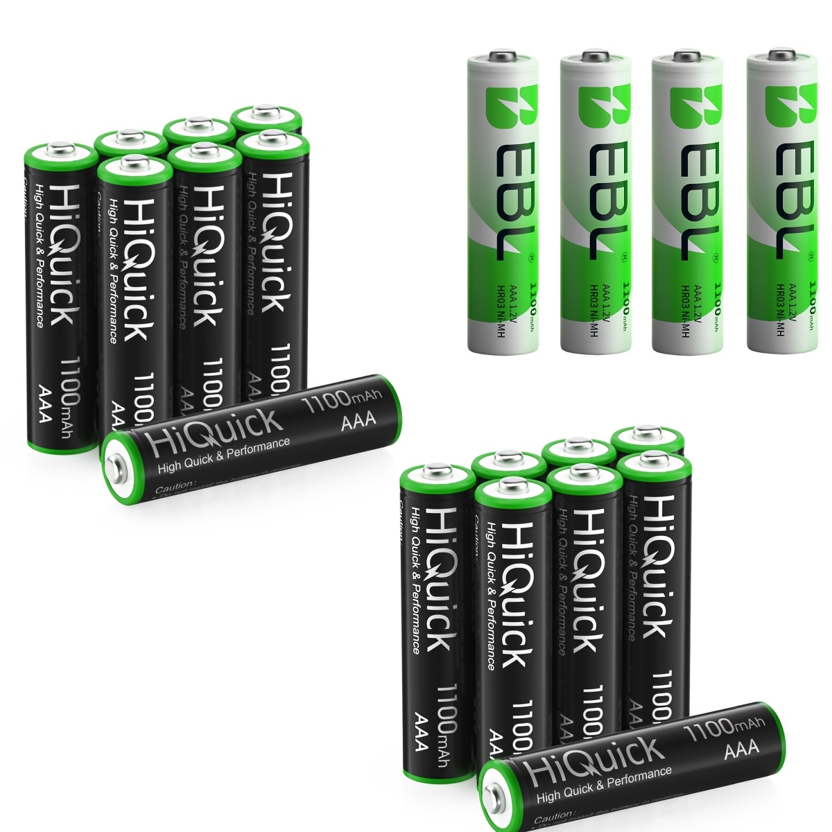 Ebl X Hiquick Micro Aaa Ni-mh Rechargeable Batteries, 1100 Mah, 1, 200 Charge Cycles, Low Self-, 1.2 V Aaa, Pack Of 20