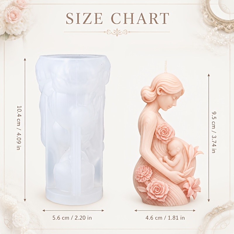 TEMU Resin Silicone Molds, Mother's Day Themed Art Candles, Tender Mother Embracing Pose With Delicate Flowers, Suitable For Scented Candles/plaster