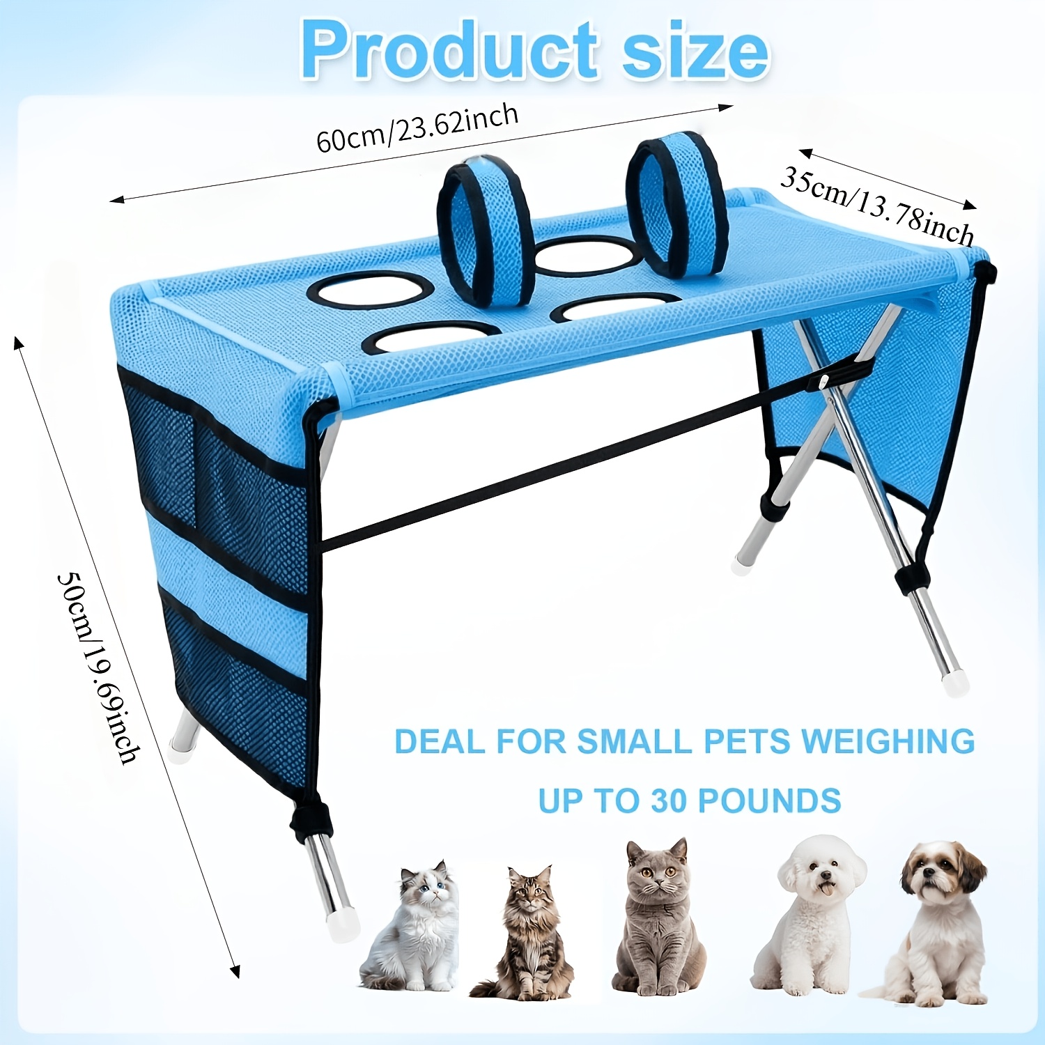 TEMU Pet Grooming Hammock With Stand For Small To Medium Sized Pets And Senior Dogs And Cats Weighing Up To 15 Kg (30 Lbs). Foldable, Stable And