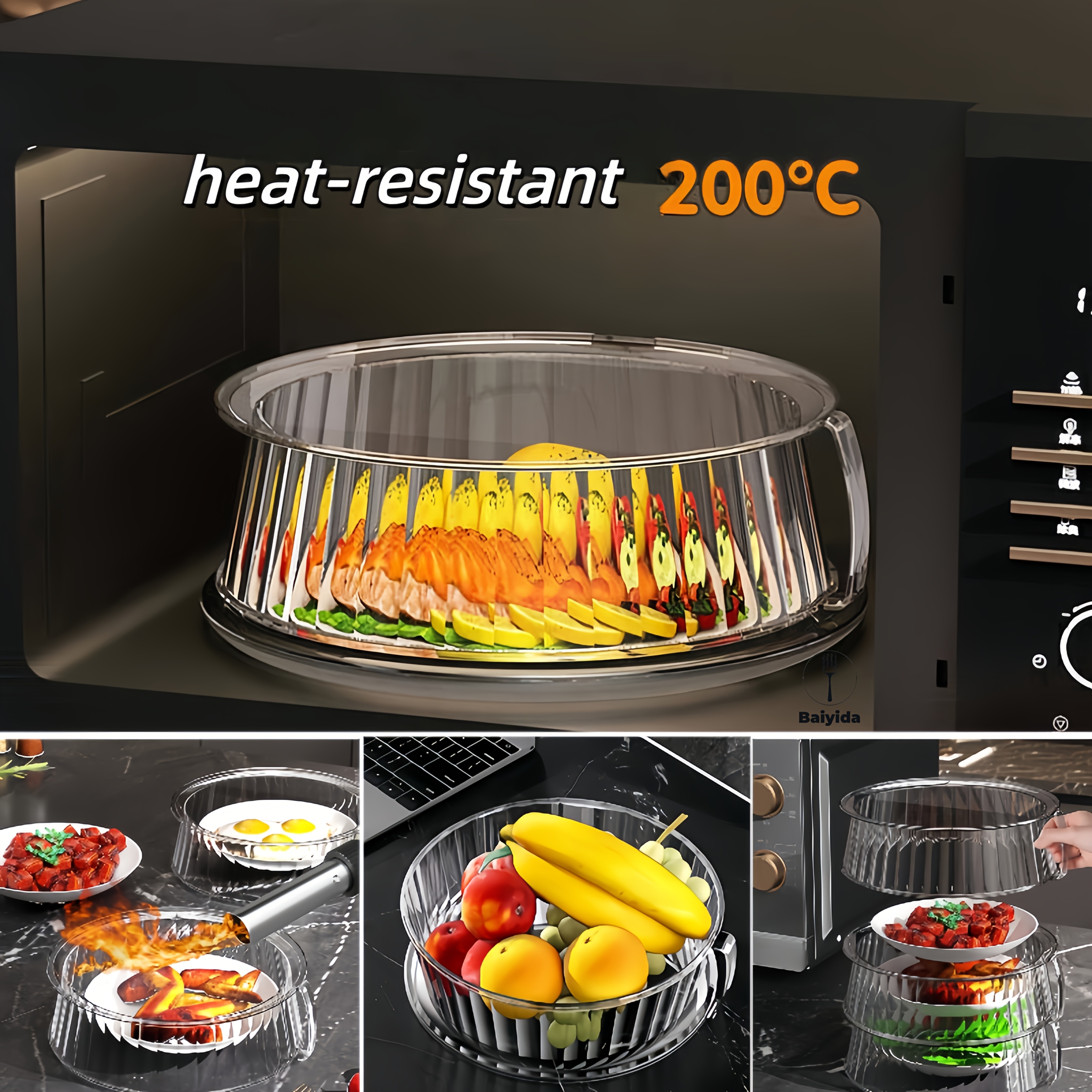 2 Stück/1 Stück Multifunktionaler Mikrowellen-Spritzschutz, Hitzebeständiger Deckel, Lebensmittelechter Kunststoff, Heißtupfdeckel, Spezieller Deckel, Heißtupfdeckel, Abdeckung für heiße Speisen,
