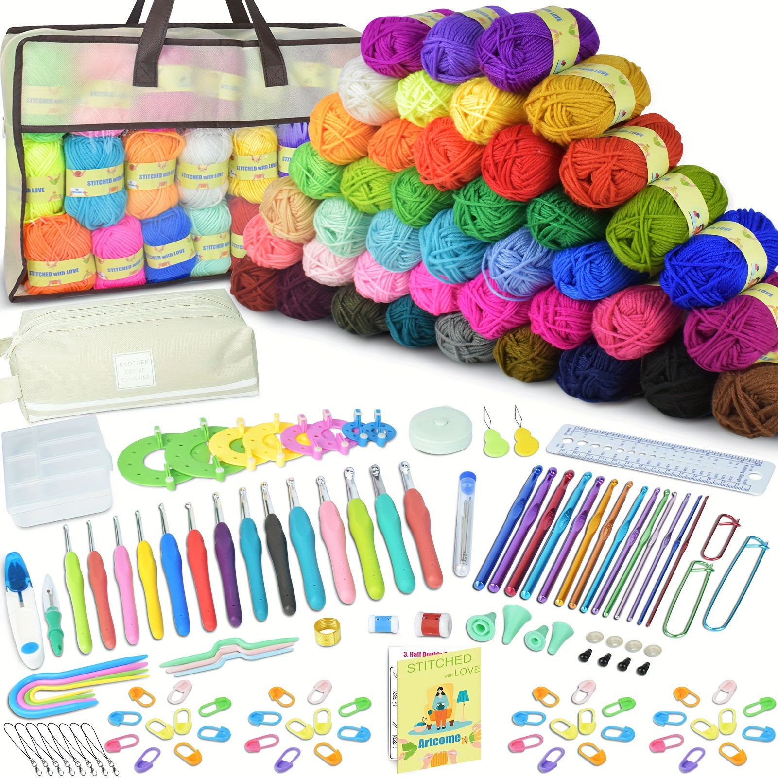

169pcs/set Of Crochet Kit, Crochet Yarn And Crochet Hooks For Beginners And Experienced Crocheters, Beginner Crochet Kit For Adults, Ideal For Creating Beautiful Projects