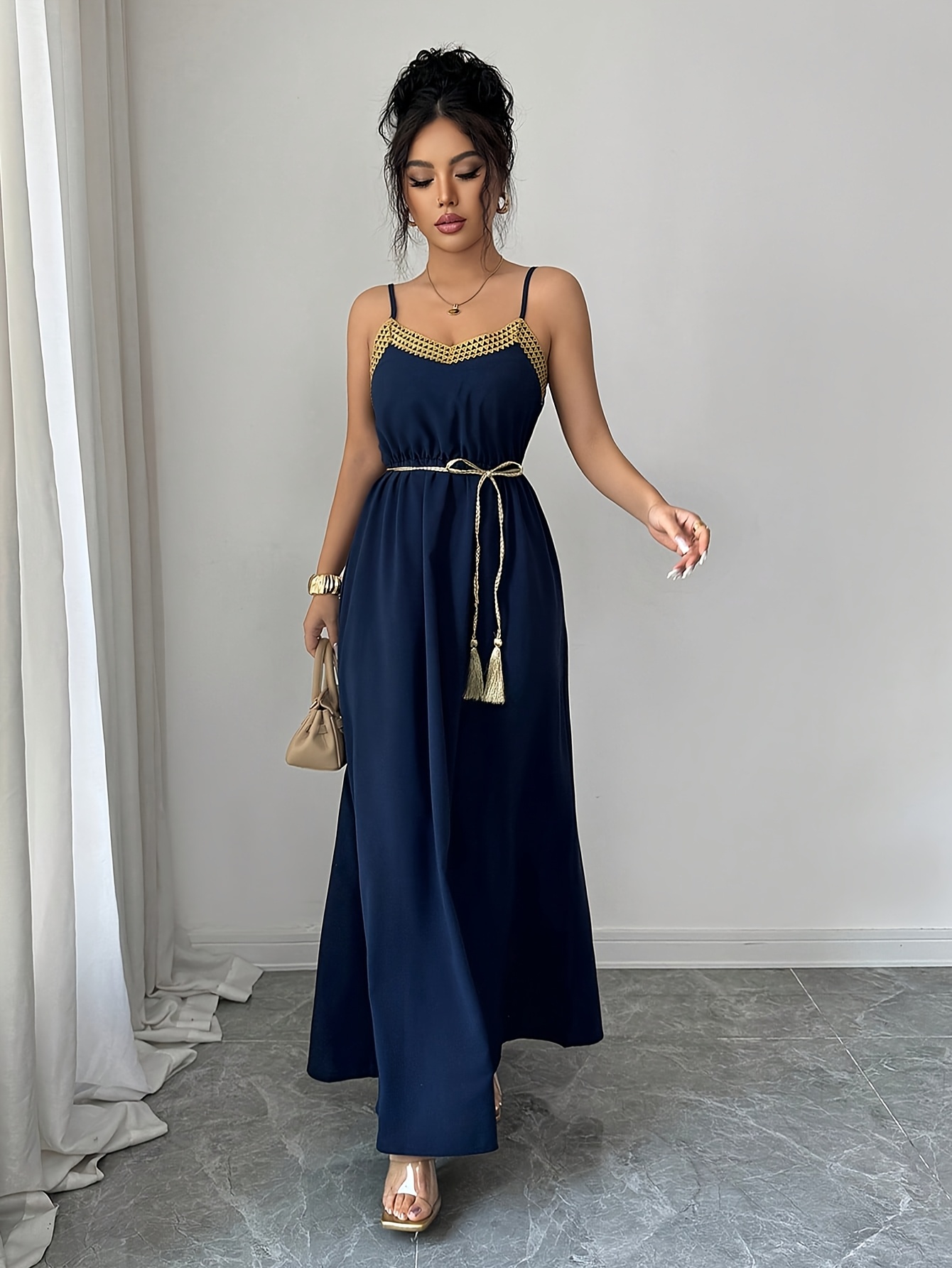 navy blue slip for under dress Women's Satin V-Neck Slip Dress, Coastal Blue, Size S