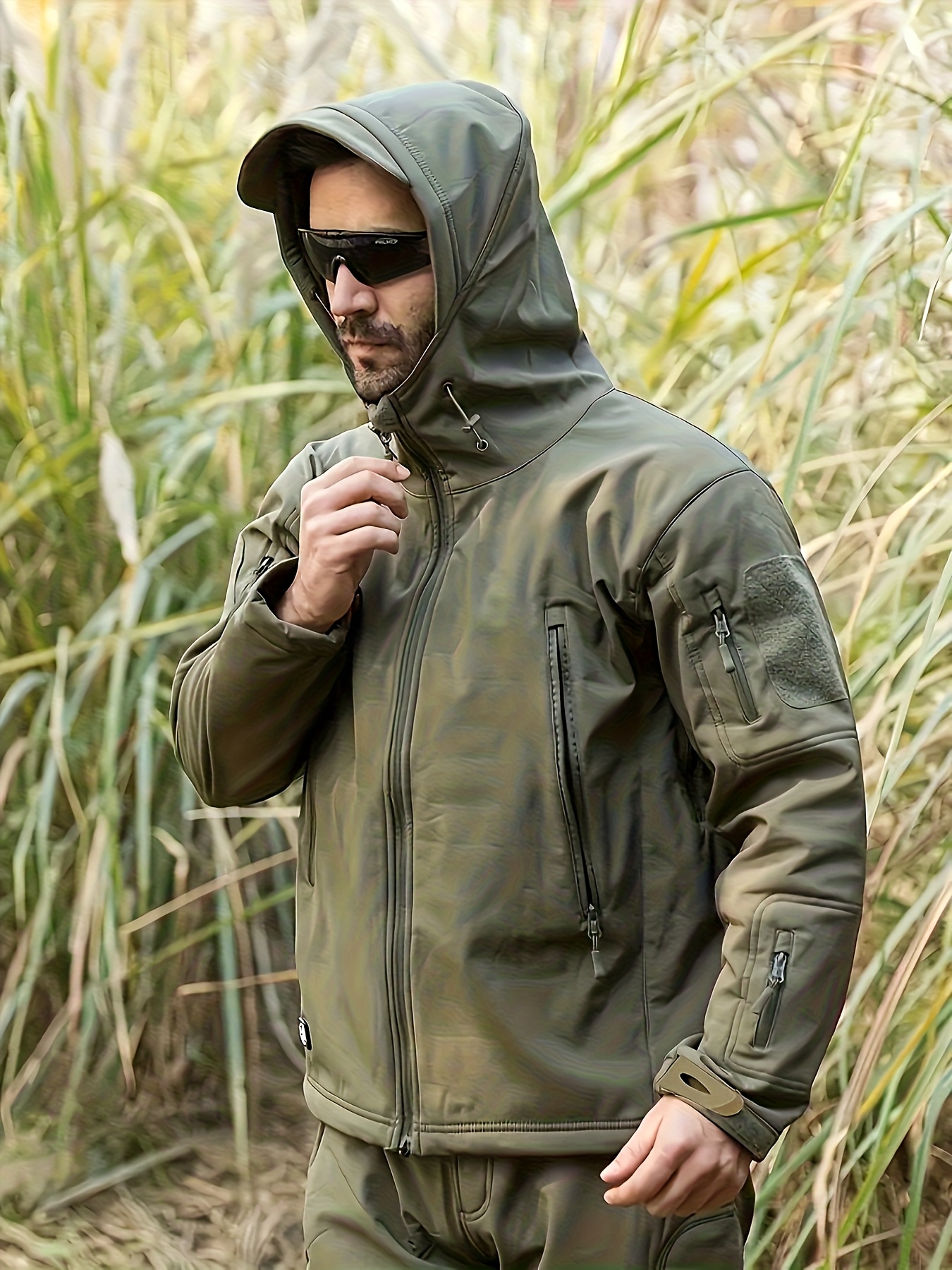Men's Warm Tactical 2pcs Set, Softshell Jacket & Cargo Pants