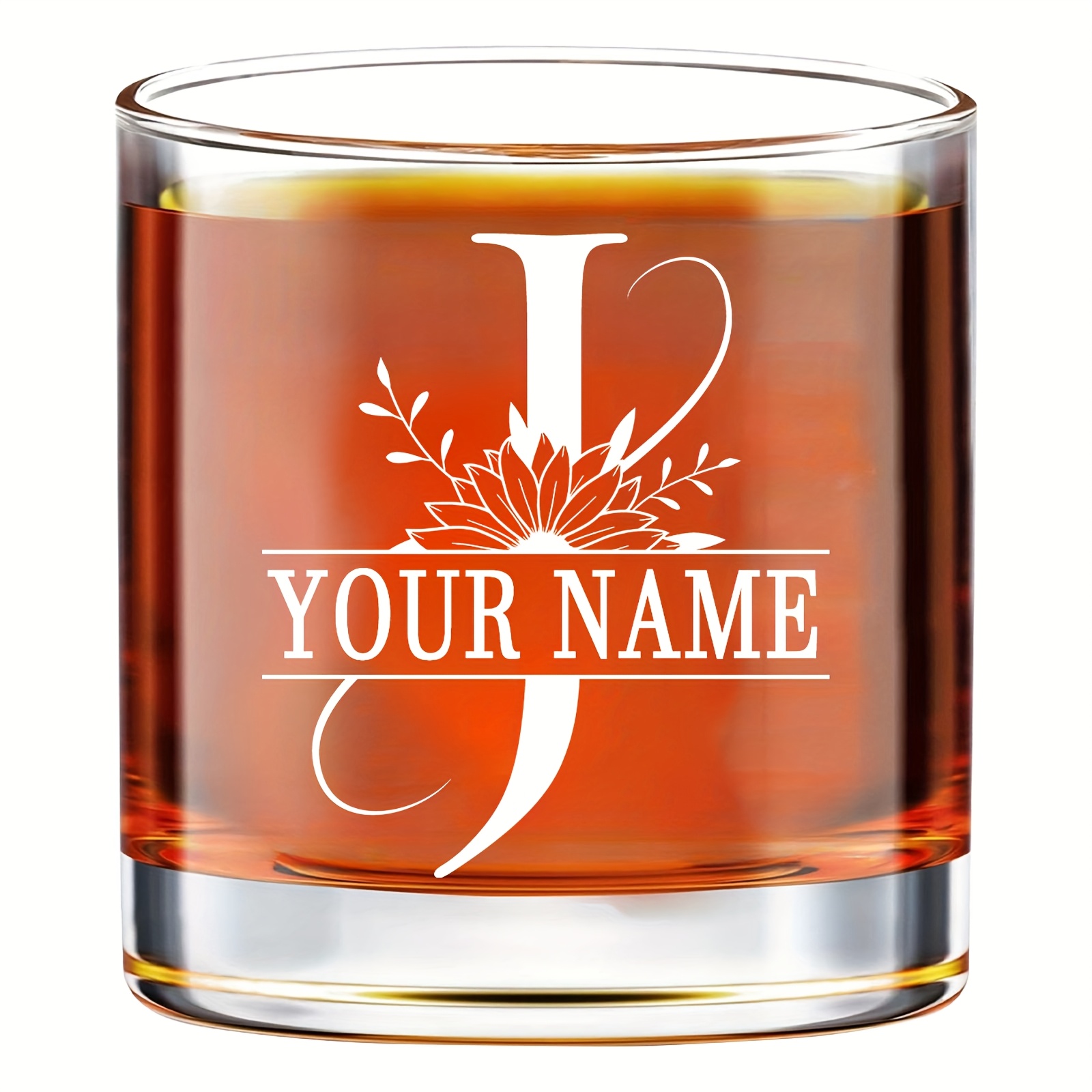 TEMU 1pc/11oz/330ml/personalized Initial Whiskey Glasses, Custom Name Funny Whiskey Gifts For Men Dad Coworker Him, Whiskey Glass, Monogrammed Gifts