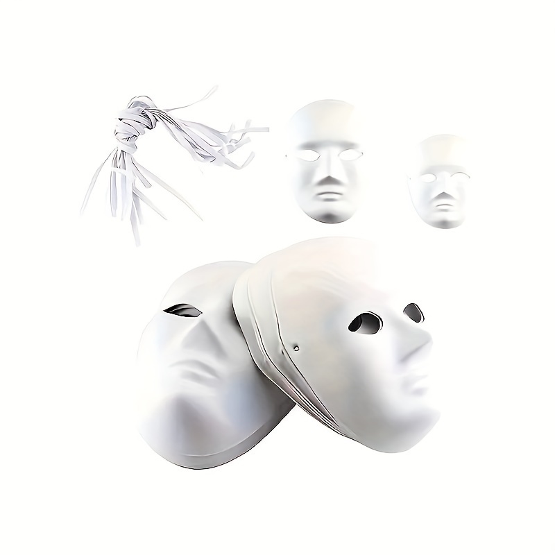 

5-pack Diy Full Face Cosplay Masks, White Paper Masks For Hip-hop Dance, Cosplay, Fancy Dress, Masquerade Party, No Power Required