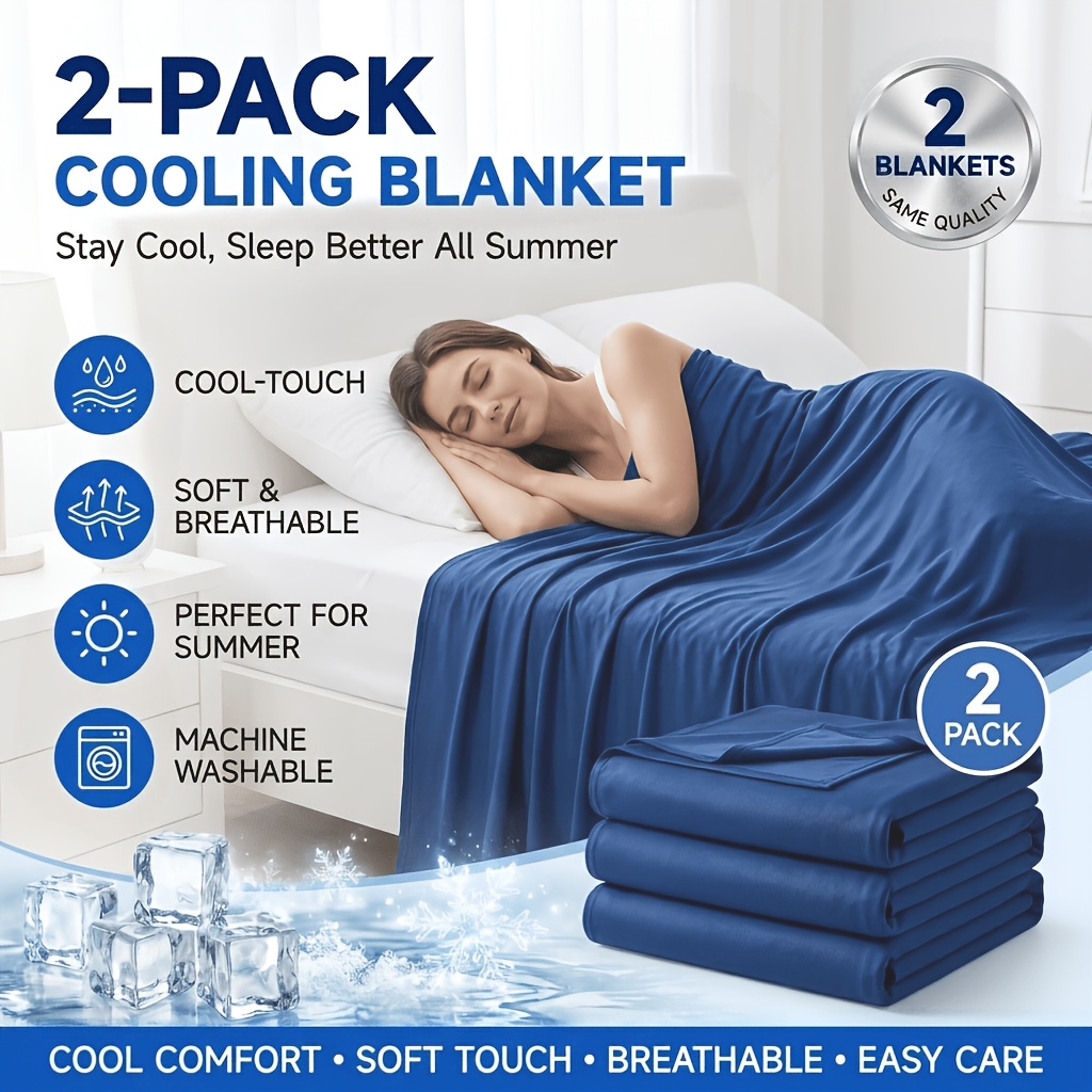 TEMU 2pcs Set Of Blanket, A Multifunctional Cooling Blanket, A Set Of 2pcs In Size And Color. Features Built-in Cooling Fabric With A Cool-to-the-,