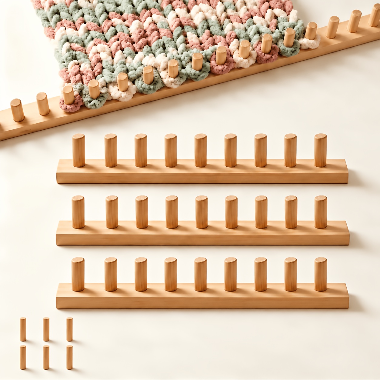 TEMU 46inch/32inch Oversized Weaving Frame - Adjustable Height/width, Beginner-friendly Wool Yarn System, Suitable For Thick Knitting, Blankets,