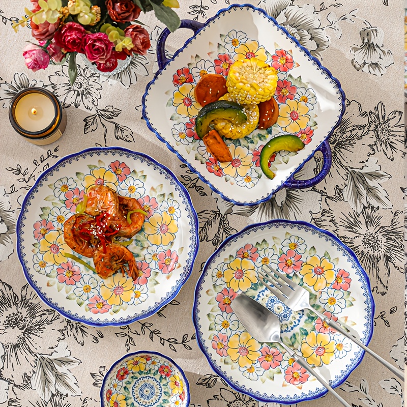 bohemian polish floral ceramic dinnerware set Temu Bahrain