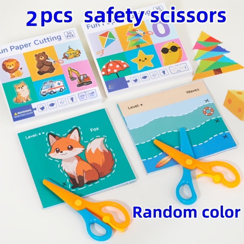 Image of 2 Portable Plastic Safety Scissors, Random Colors, Essential For Diy Paper Cutting, , Portable Tool For School Art Projects, Must-have Tool For School Art Classes