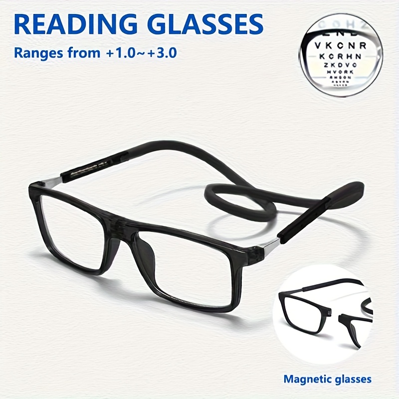 tr90 magnetic folding reading glasses 1 00 to 3 00 strength lightweight   rectangular eyeglasses with magnetic closure hinge unisex for daily use for office glasses no needed Product details 1