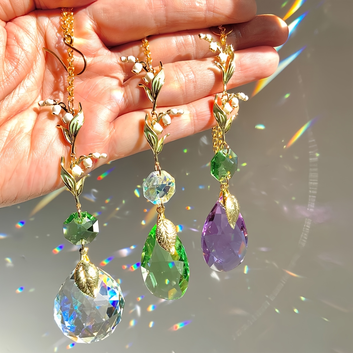Lily Flower Crystal Pendant Suncatcher