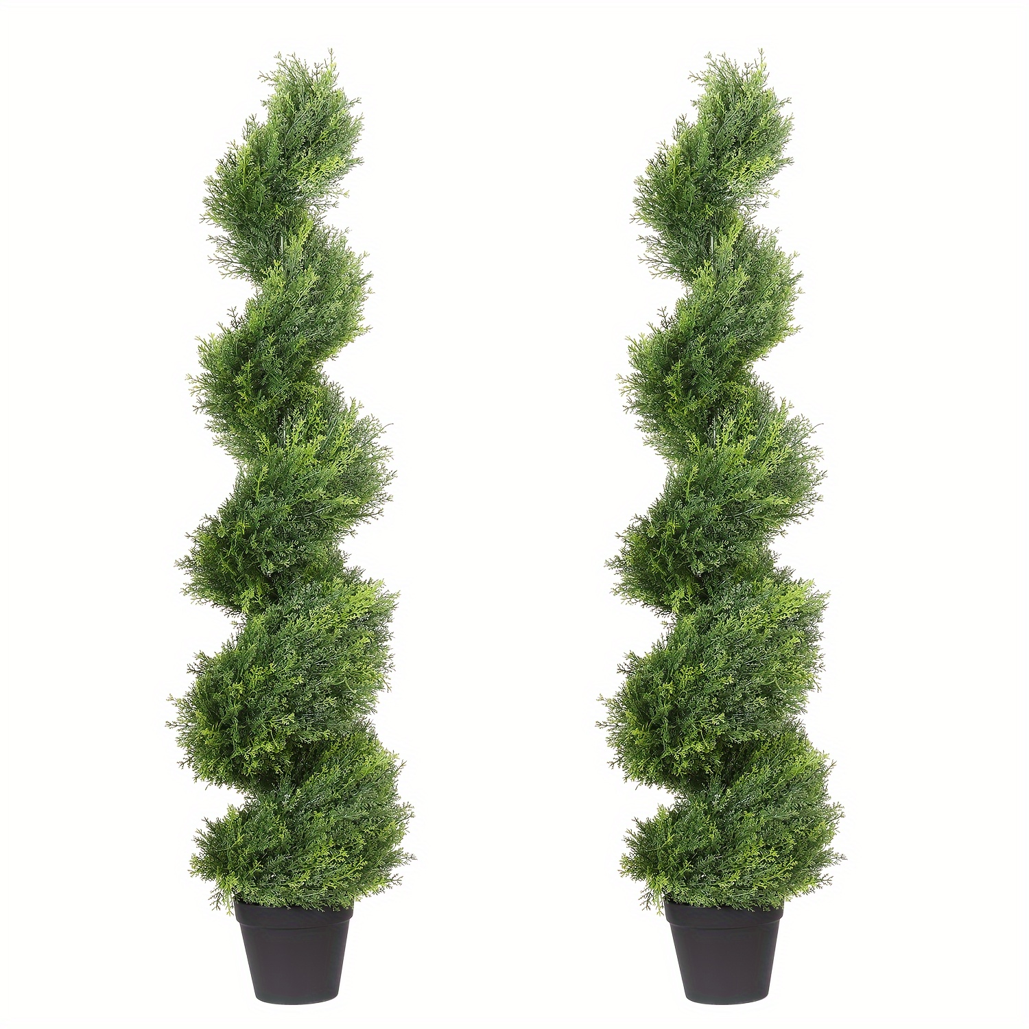 TEMU 2pcs Arbres Topiaires en Bois de Buis Artificiels , Plante de Cèdre Fausse pour Extérieur, Plante Fausse Verte Toute l'Année pour