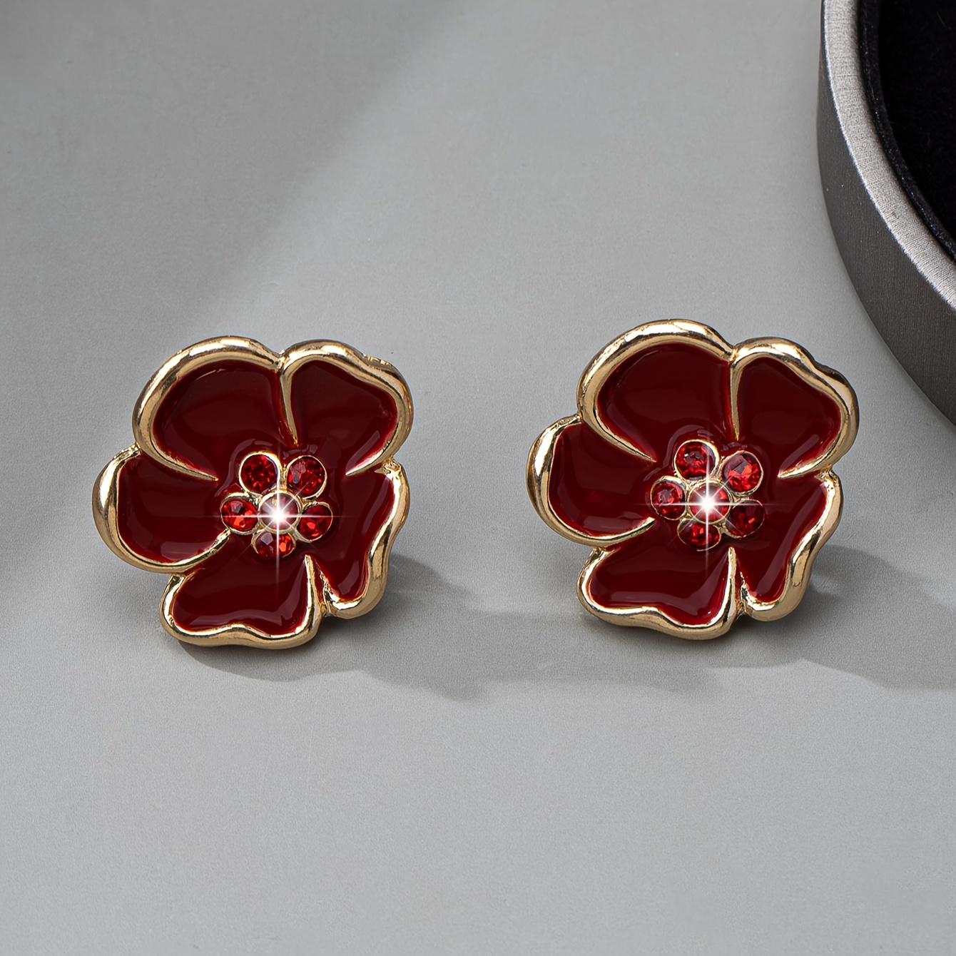 Rhinestone Flower Clip On Earrings Sweet Style