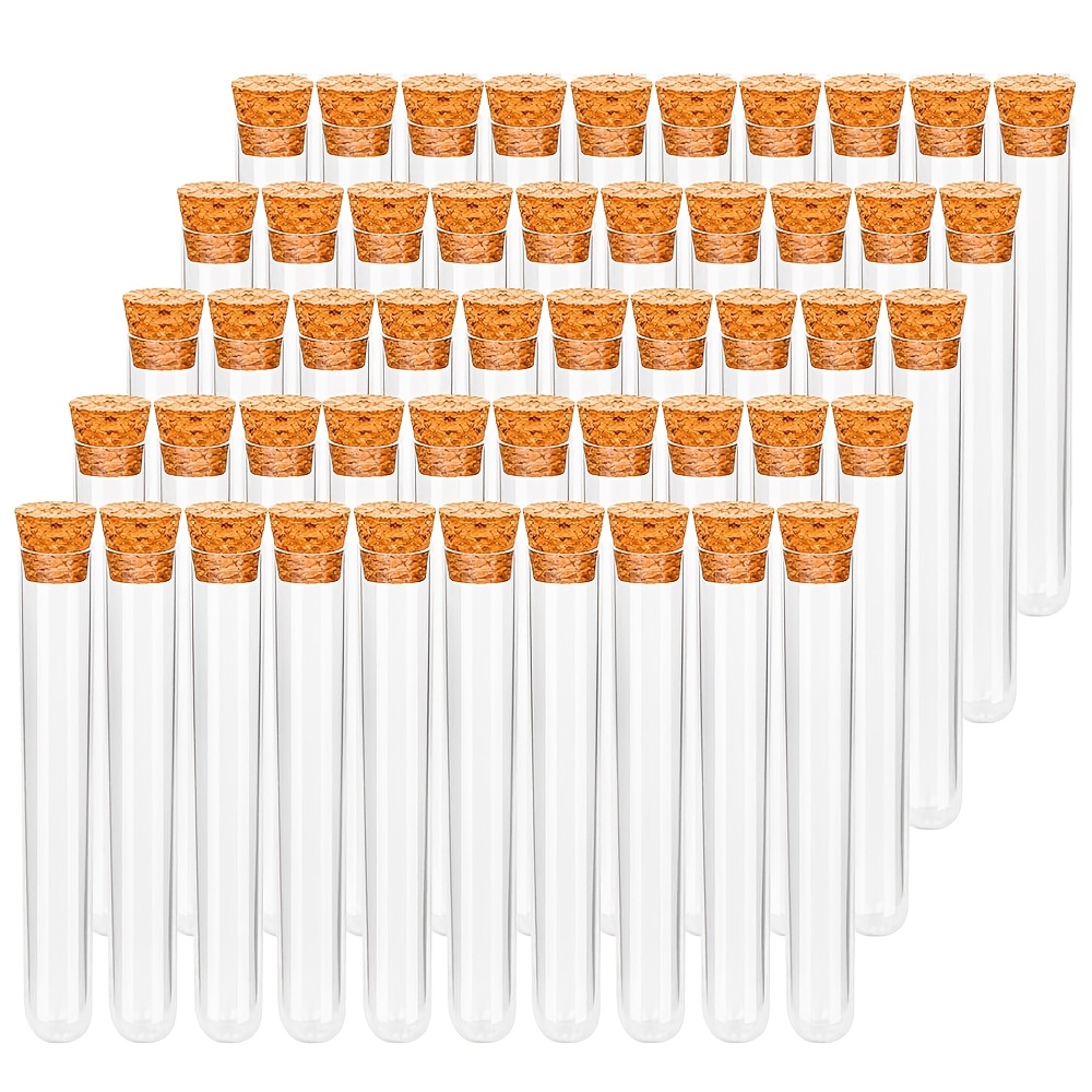 Image of Plastic Test Tubes With Lids, 15 X 100mm (15ml) Clear Vials With Seal Cap Container Transparent Test Tubes With Cork Stoppers For Plants, Party Supplies, Scientific Experiments