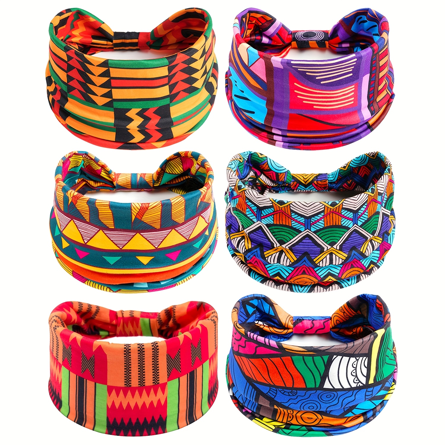 6pcs set womens bohemian headbands colorful geometric bohemian printed absorbent and breathable headbands fitness running fashion outdoor sports headbands retractable headbands womens fashion hair additions   gifts