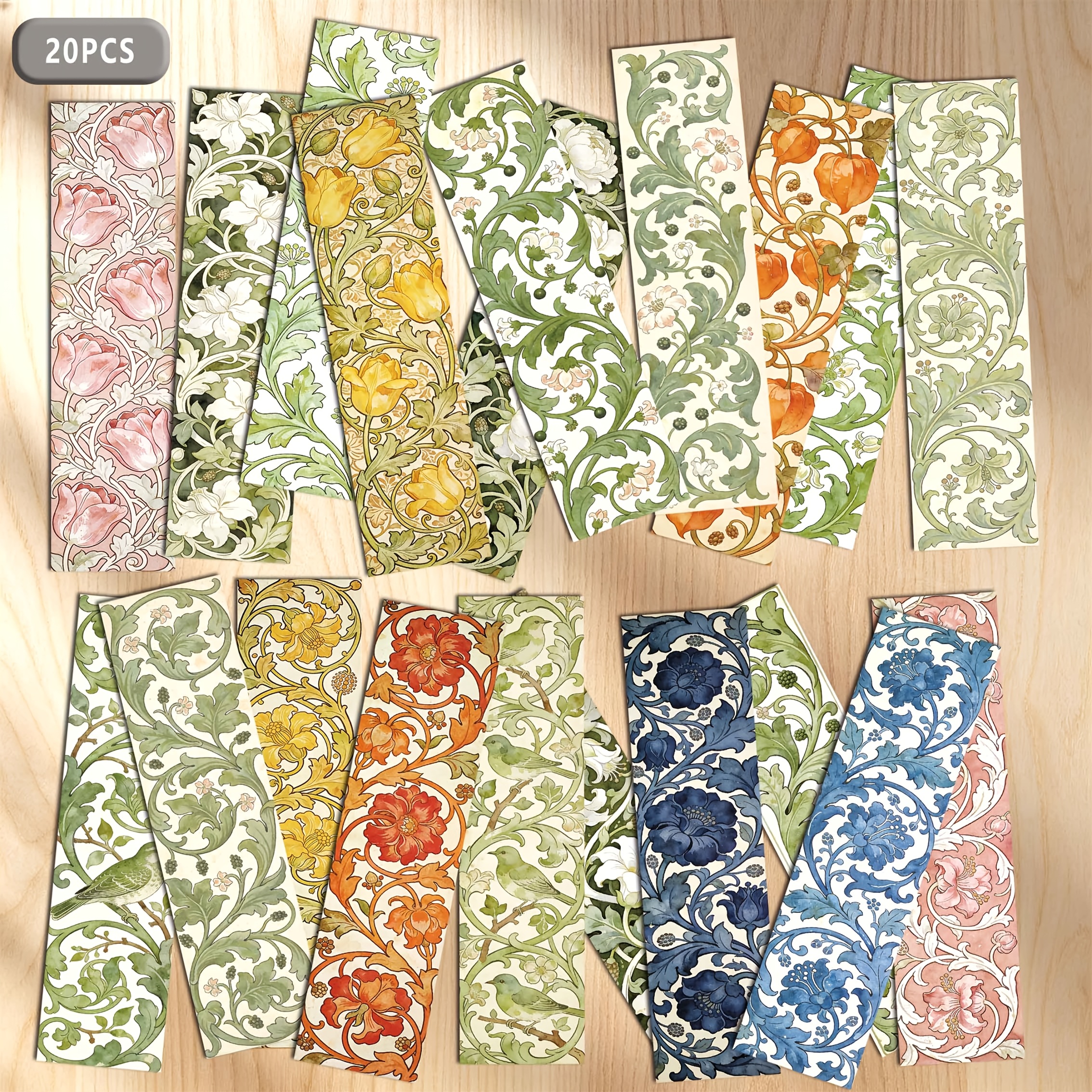 TEMU 20pcs William Floral Bookmarks Bulk Suitable For Book Lovers, Vintage Botanical Page Markers With Aesthetic Book Accessories, Gifts For