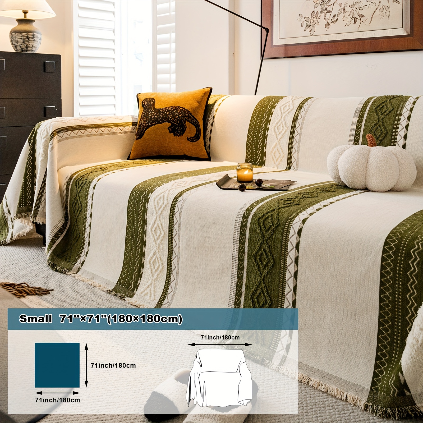 Wilderness Chenille & Faux Fur Blend Sofa Throw, Bohemian Style
