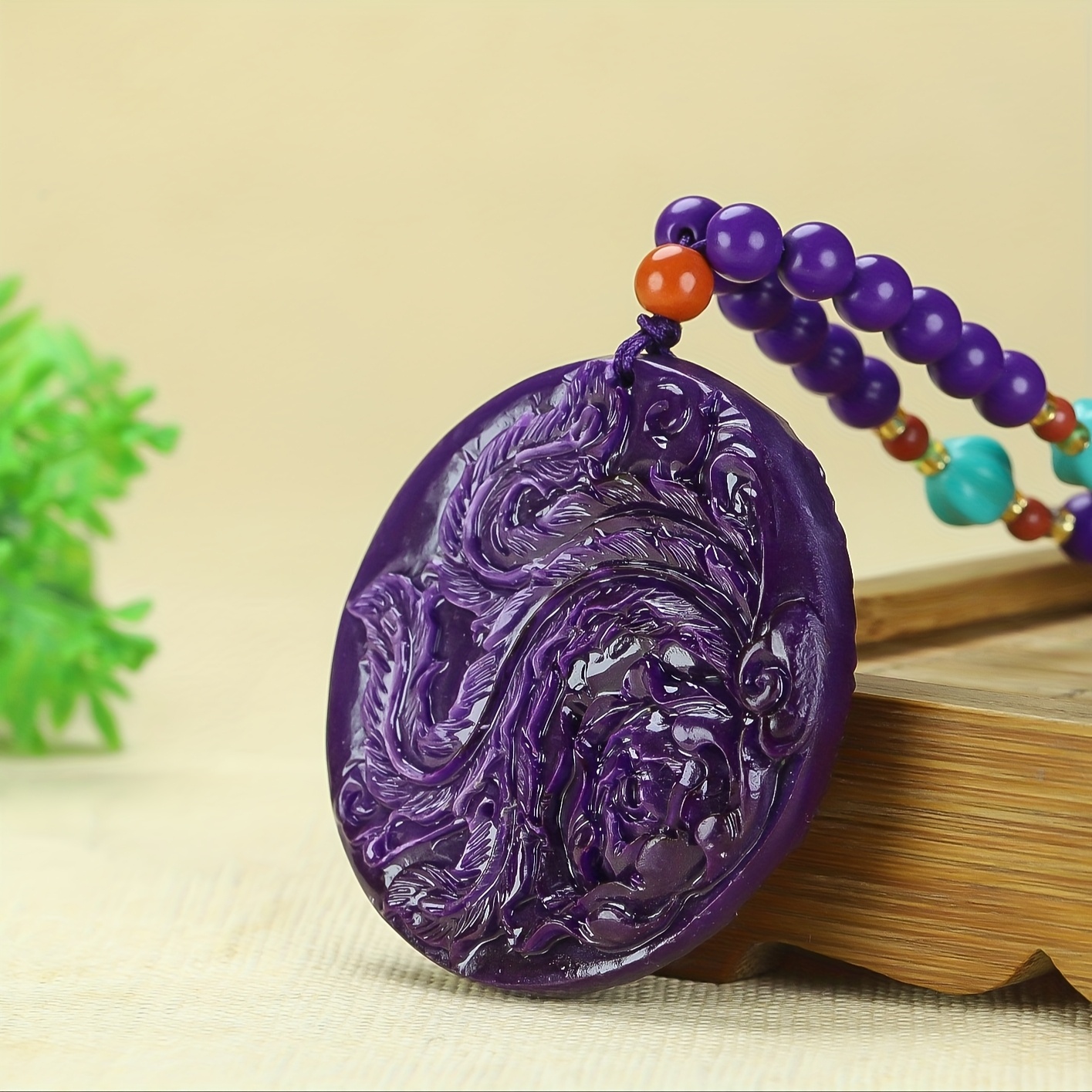 Natural Stone Purple Musgravite Phoenix Pendant Necklace