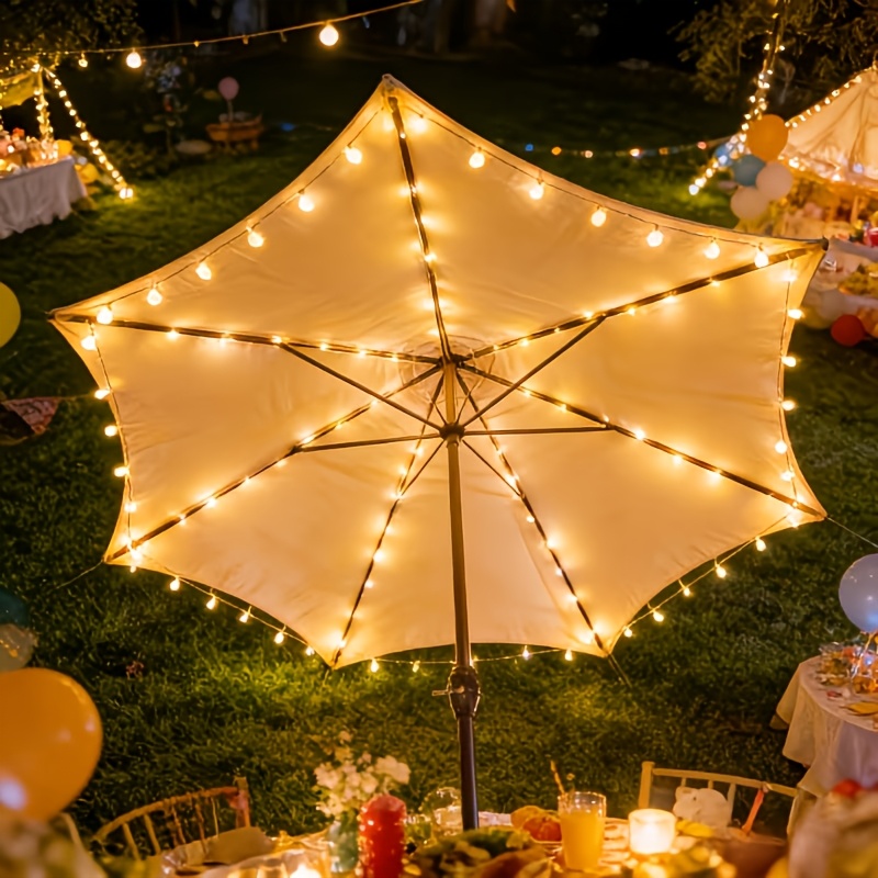 TEMU 1pc, Patio Umbrella Lights With Remote, 104led Outdoor Umbrella Pole Lights, Parasol String Lights, Fairy Lights, 8 Led For Garden Backyard