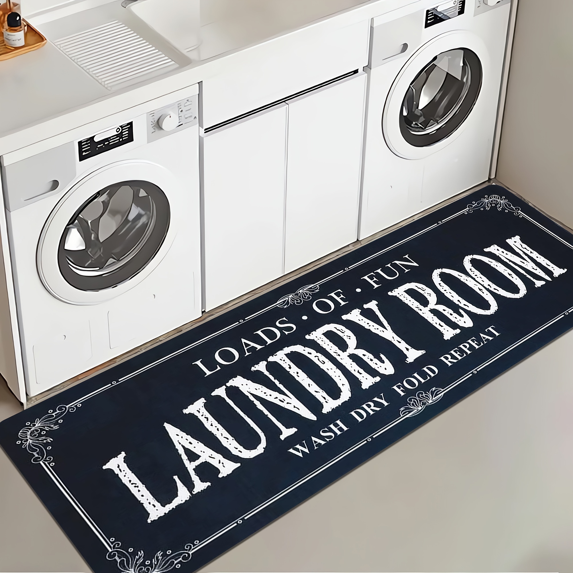 TEMU [product] 1pc, Long Runner Rug, Farmhouse Laundry Room Rug, Laundry Mat And Laundry Room Pad, Kitchen Floor Laundry Bathroom Hallway Entry Area