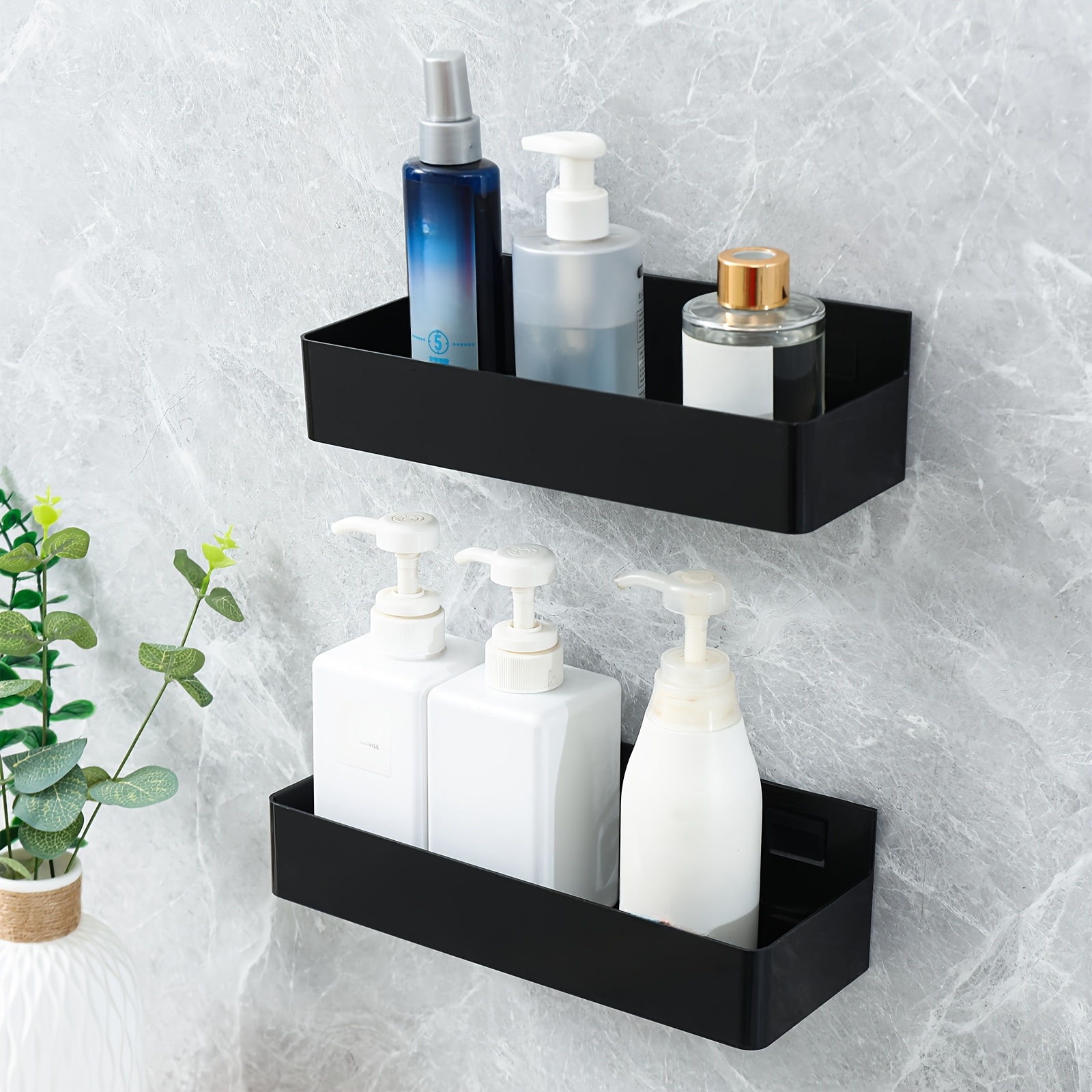 TEMU Bathroom Shelf Toilet New Waterproof No-drill Home Door Back Paste Wall Rack Living Room Cosmetics Storage Rack, Floating Shelves