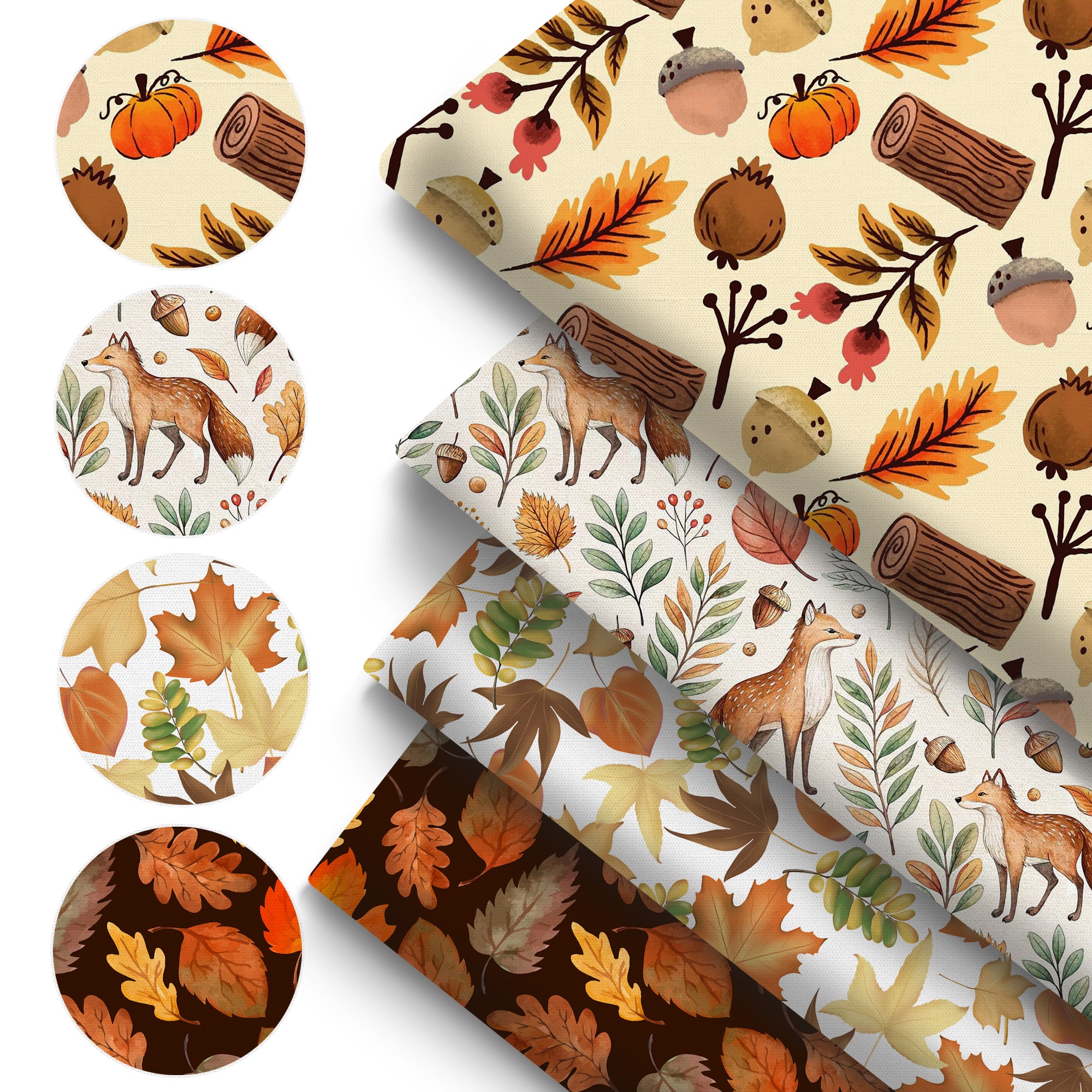 TEMU 4pcs Fabric Set With Pumpkin, , Fox & Maple Leaf Patterns - Pre-cut 7.87x7.87inch (20x20cm) 100% Polyester Craft Cloth Suitable For Diy Crafts,