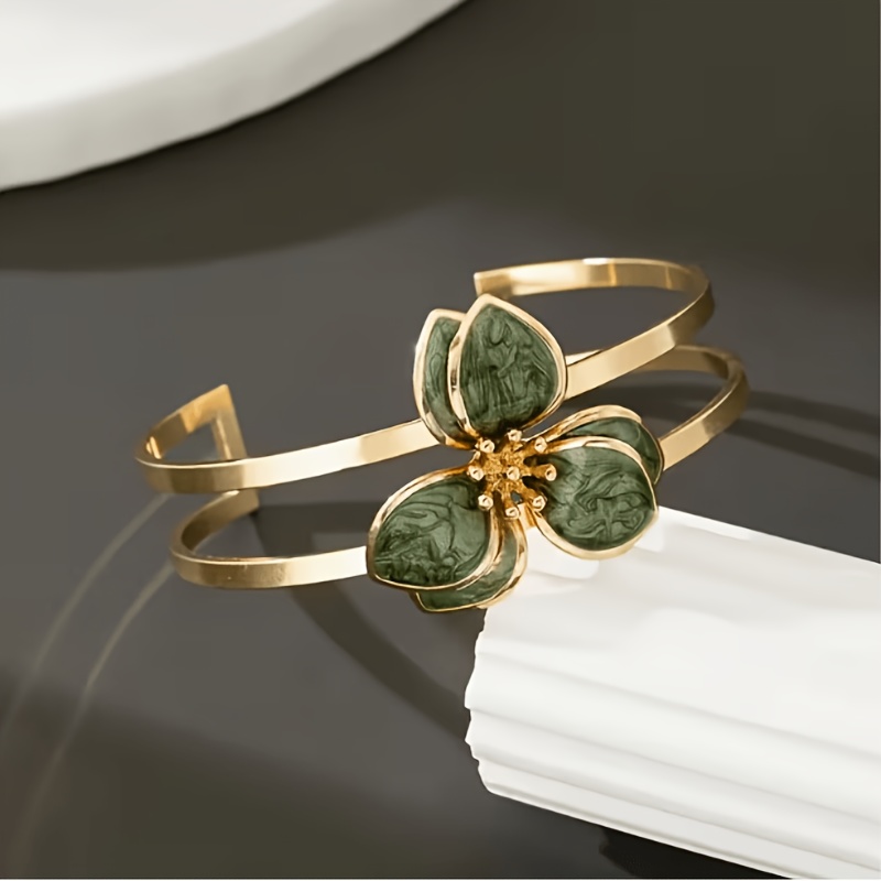 TEMU Women's Fashionable And Elegant Bracelet Additions With Handmade Oil And Adjustable Opening Bracelet, Suitable For Weddings, Daily Parties, And