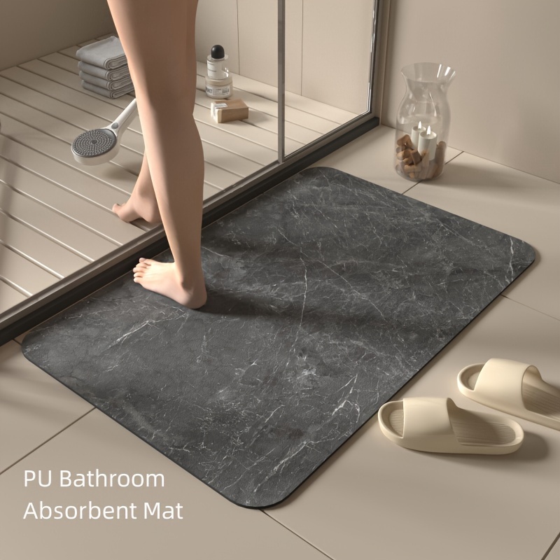 

Bathroom Mat Rug, Ps Leather Non-slip Quick Drying Super Absorbent Thin Bathroom Rug Suitable For Under Door Cleaning Bathroom Floor Mats - Shower Rugs For Bathtub Shower Sinks