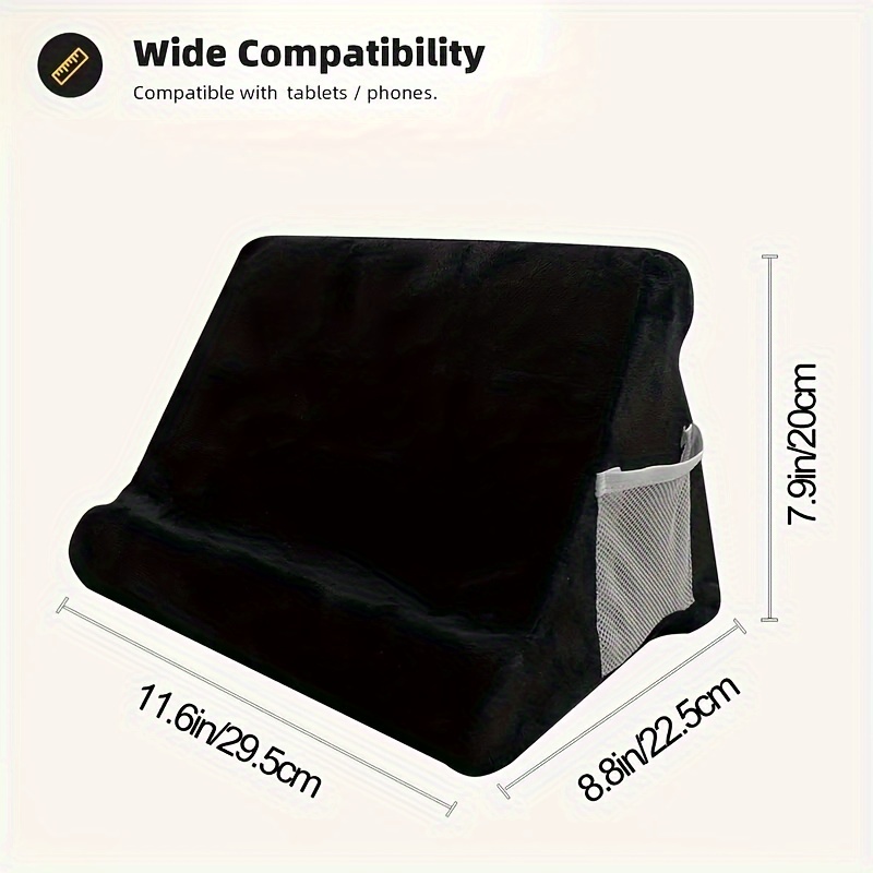 1pc Nylon Tablet With Pocket - Compressible Support Cushion, Removable Cover, Strong Compatibility, Ideal For Reading In Bed & Multi-scene Use