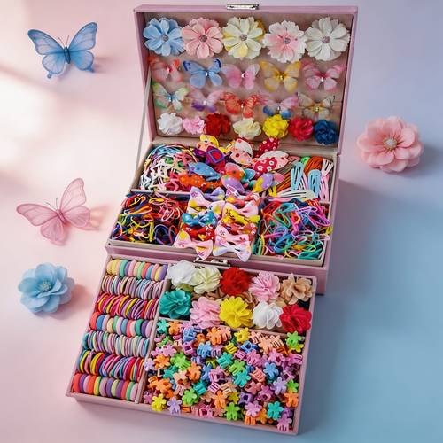 852pcs cute colorful set including hair clips printed rabbit ear hair ties printed bow hair ties hair clips bouquet hair clips five pointed star hair clips water drop hair clips and small claw clips are some easy