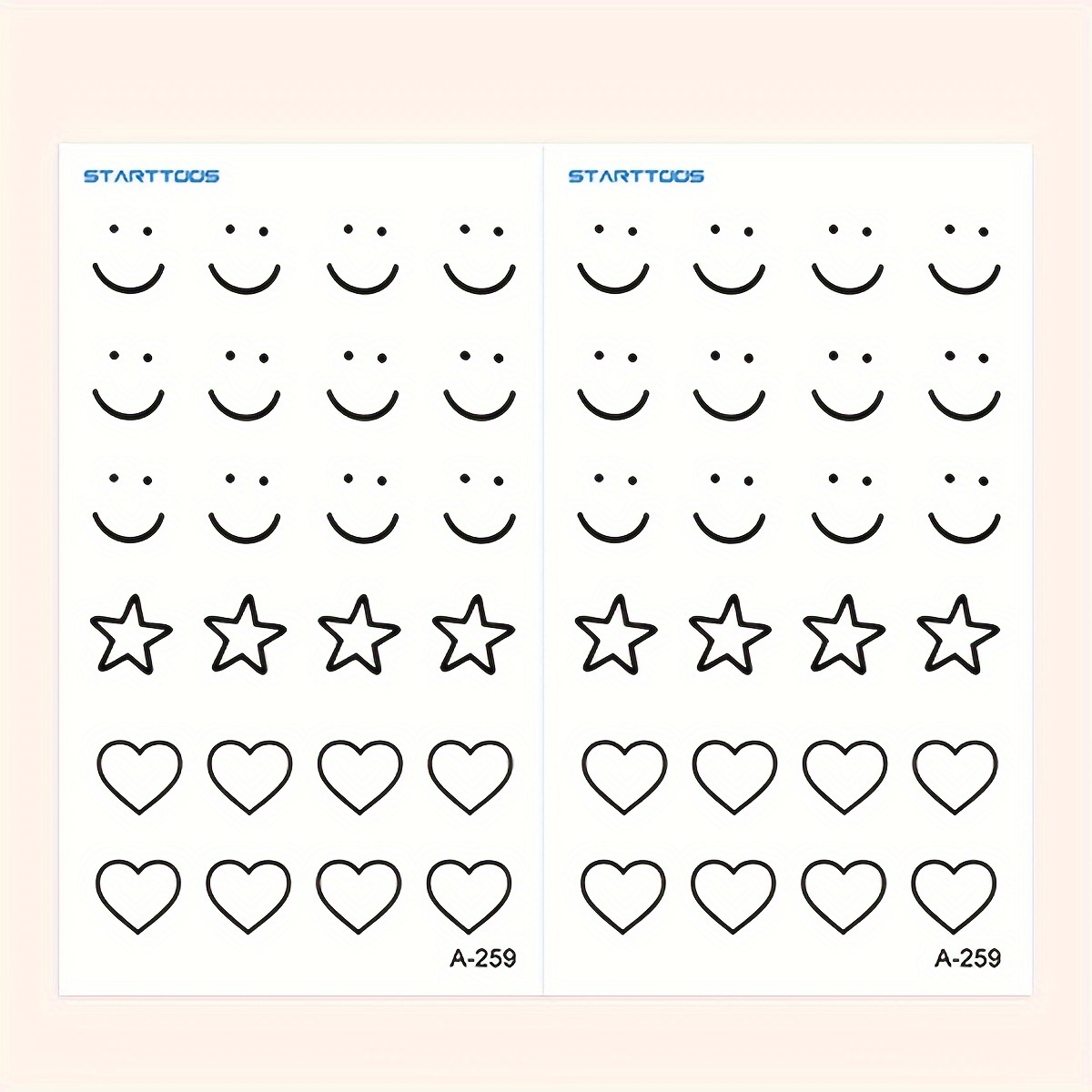 2pcs Heart Face Star Pattern Temporary Waterproof Tattoo Stickers For Fingers, Behind Ears, Shoulders, Neck, And Collarbone As Festive Gifts