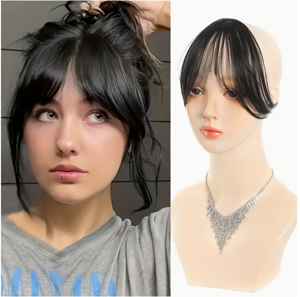 stylish clip in bang wig synthetic fiber natural look no   needed   everyday styling and forehead coverage wavy style suitable for all   details 0