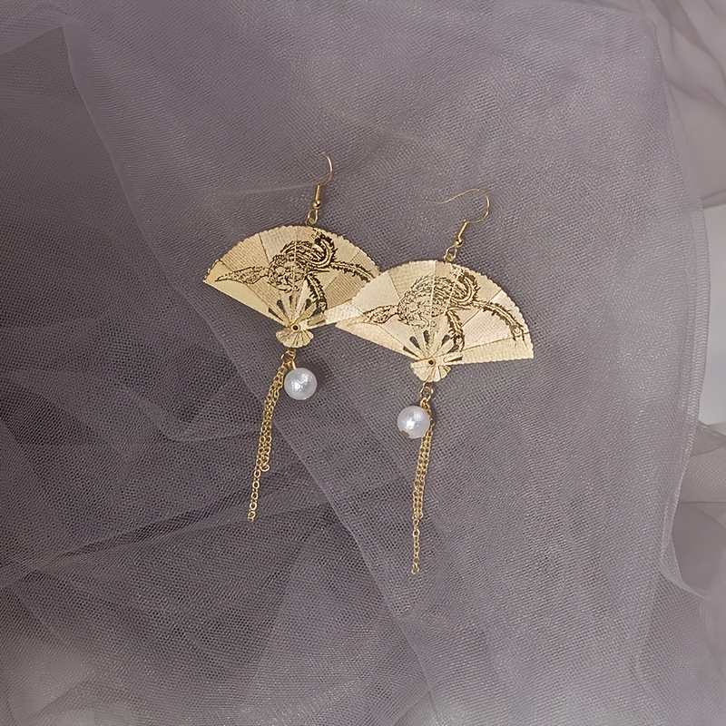 Image of Women' Vintage Bohemian Ear Cuff Fan Holder With Tassels & Mosquito Coil Holder - Foldable Ear Clip- For Parties, Daily Wear Suitable For , Cultural Accessory For Incense Coil Display